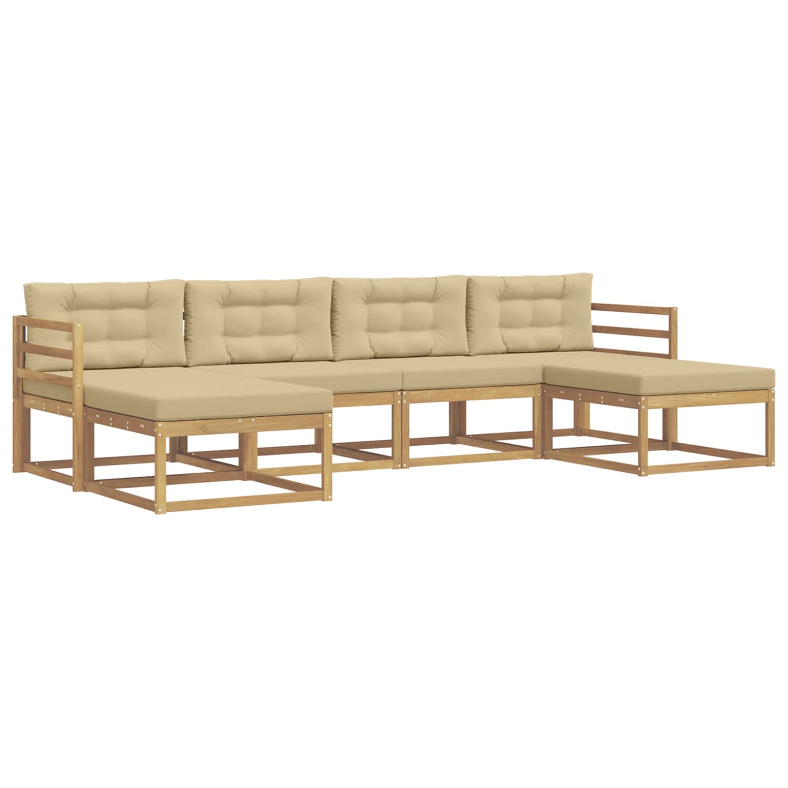Buiten bankenset met kussen 6 pcs Wit en Beige is nu te koop bij PeponiXL, paradijselijk wonen!