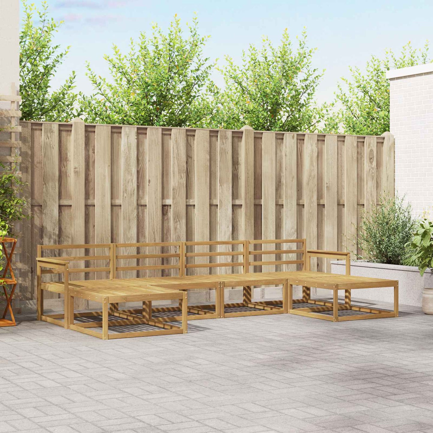 Buiten bankenset 6 pcs Wit Massief Acaciahout is nu te koop bij PeponiXL, paradijselijk wonen!
