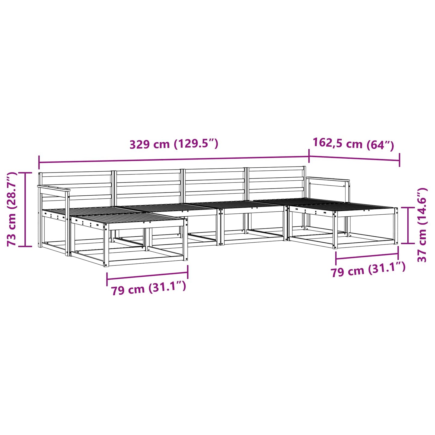 Buiten bankenset 6 pcs Wit Massief Acaciahout is nu te koop bij PeponiXL, paradijselijk wonen!