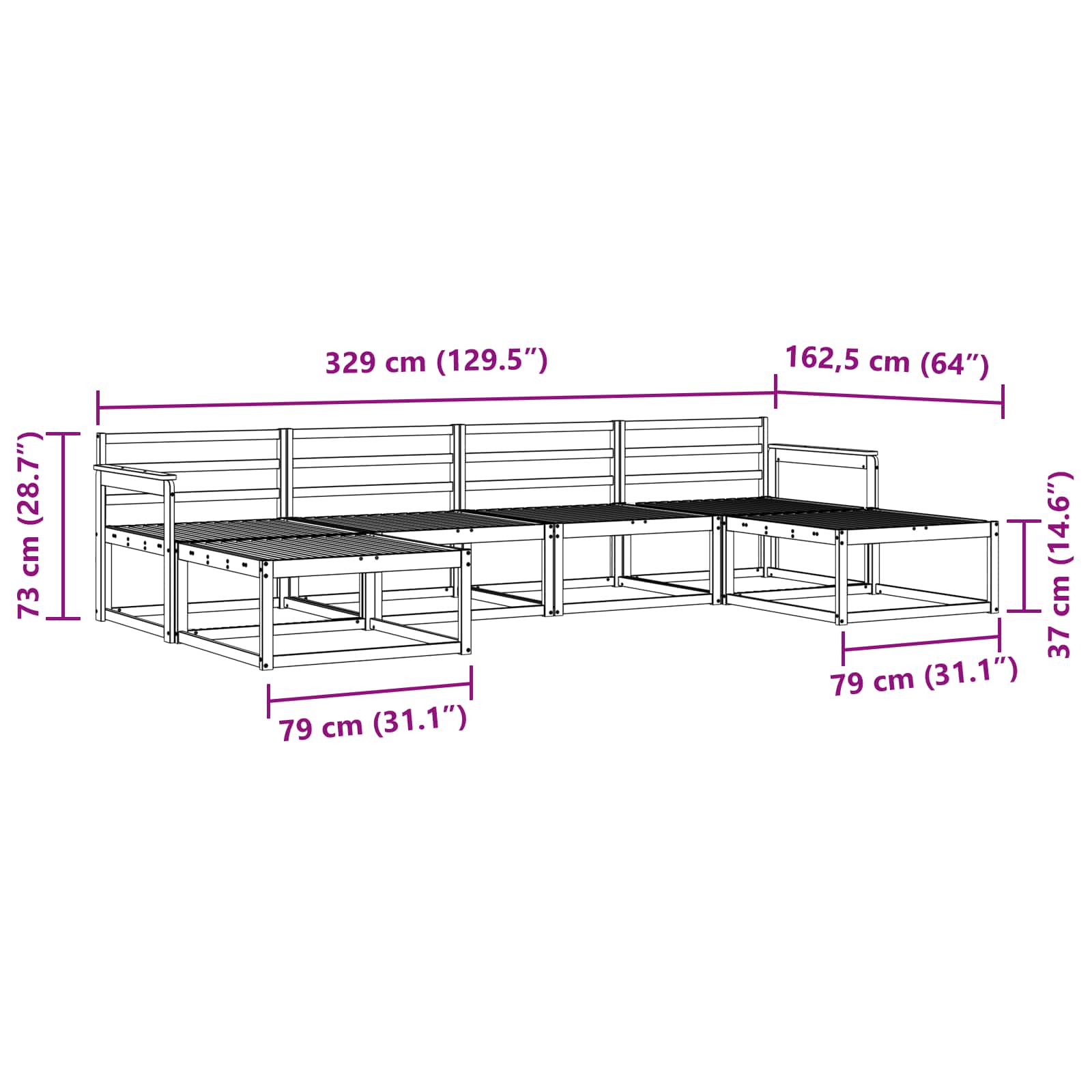Buiten bankenset 6 pcs Wit Massief Acaciahout is nu te koop bij PeponiXL, paradijselijk wonen!
