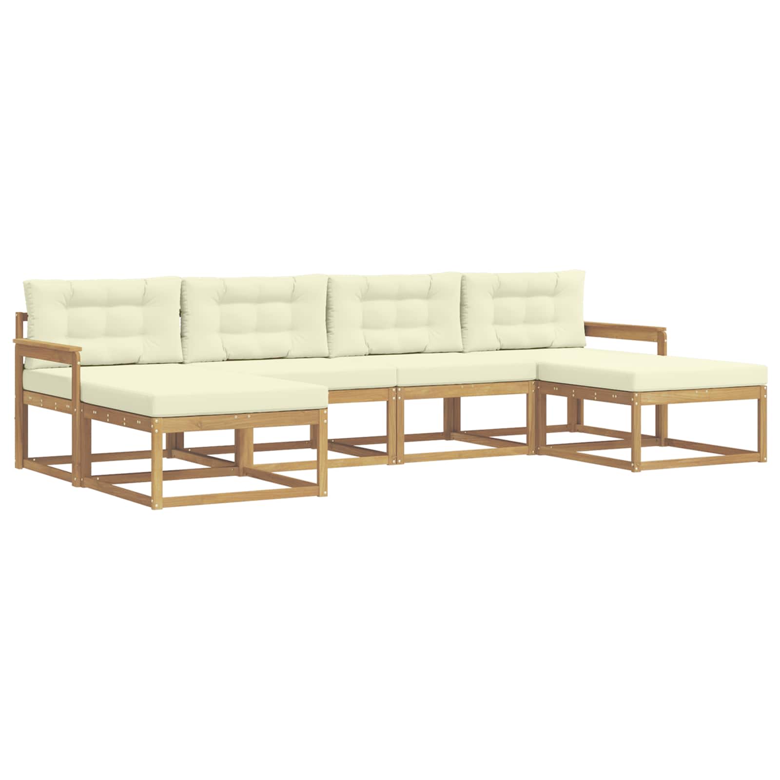 Buiten bankenset met kussen 6 pcs Wit en crèmekleurig is nu te koop bij PeponiXL, paradijselijk wonen!