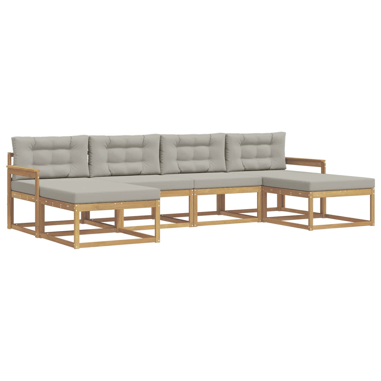 Buiten bankenset met kussen 6 pcs Wit en Lichtgrijs is nu te koop bij PeponiXL, paradijselijk wonen!