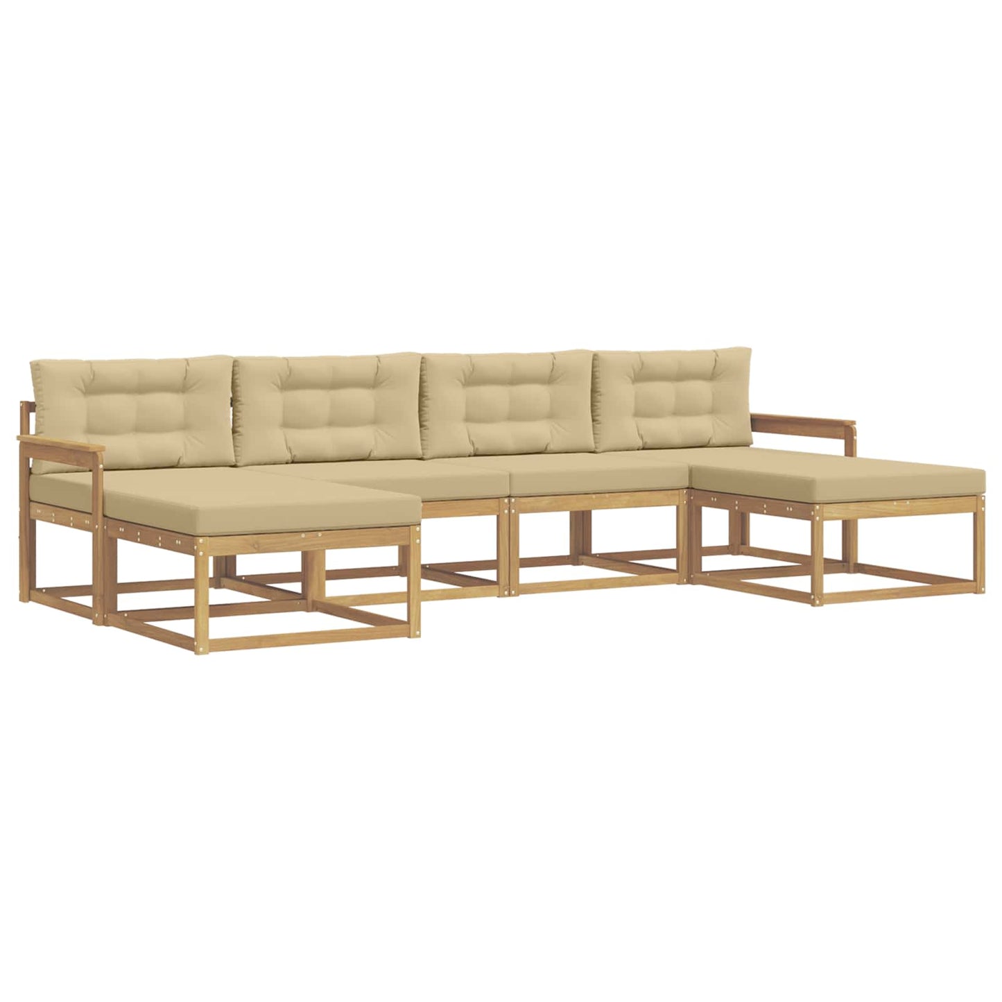 Buiten bankenset met kussen 6 pcs Wit en Beige is nu te koop bij PeponiXL, paradijselijk wonen!