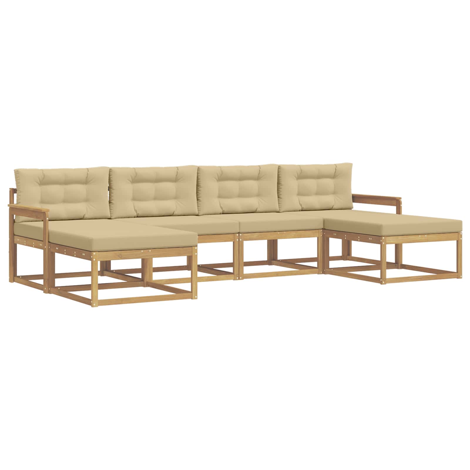 Buiten bankenset met kussen 6 pcs Wit en Beige is nu te koop bij PeponiXL, paradijselijk wonen!