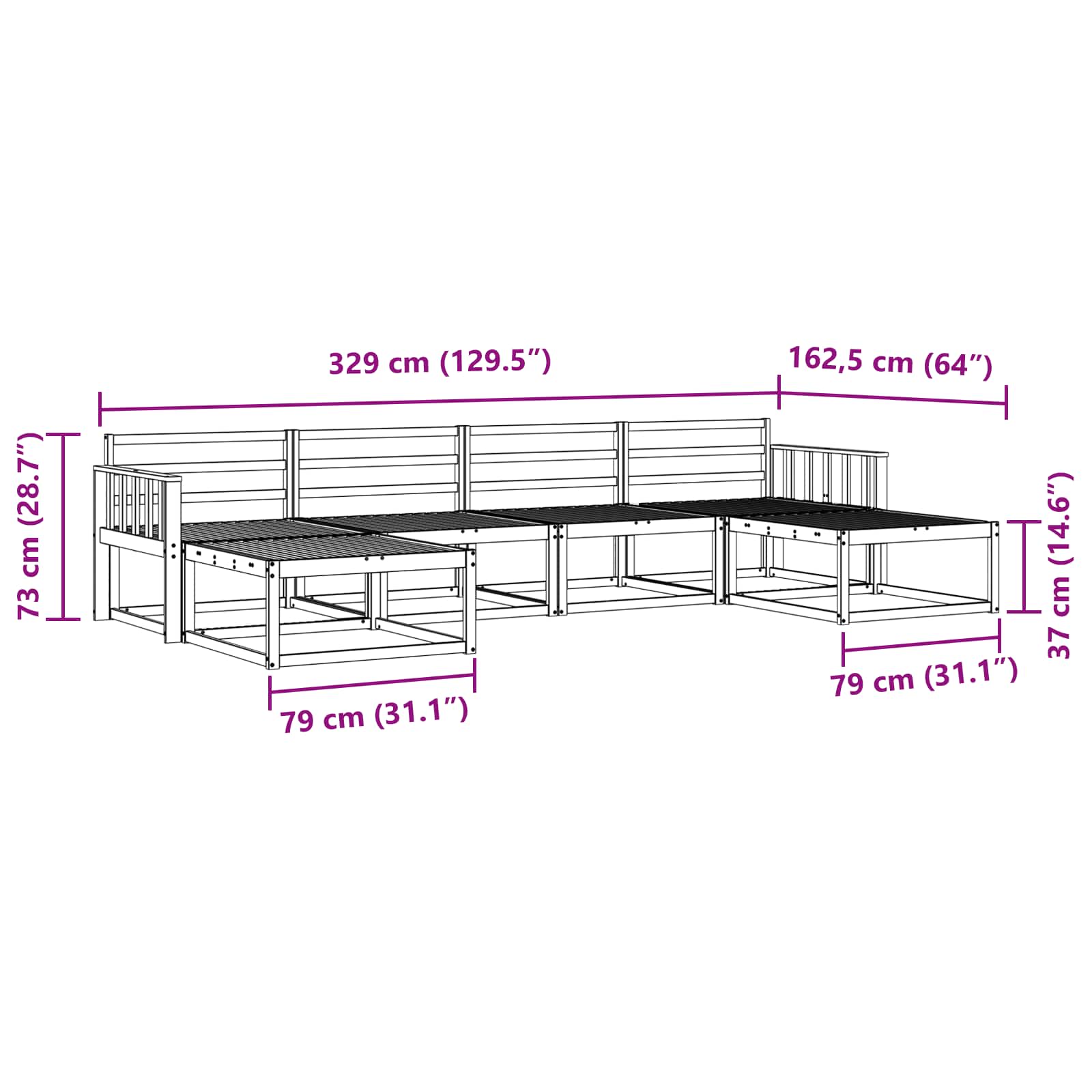 Buiten bankenset 6 pcs Wit Massief Acaciahout is nu te koop bij PeponiXL, paradijselijk wonen!