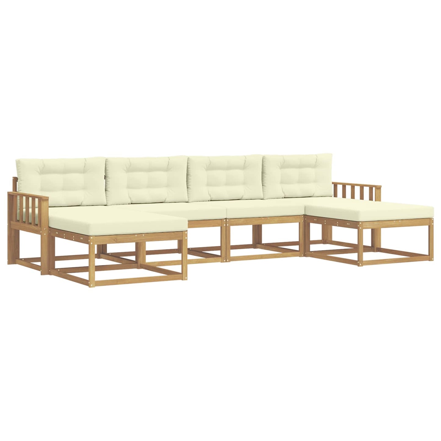 Buiten bankenset met kussen 6 pcs Wit en crèmekleurig is nu te koop bij PeponiXL, paradijselijk wonen!