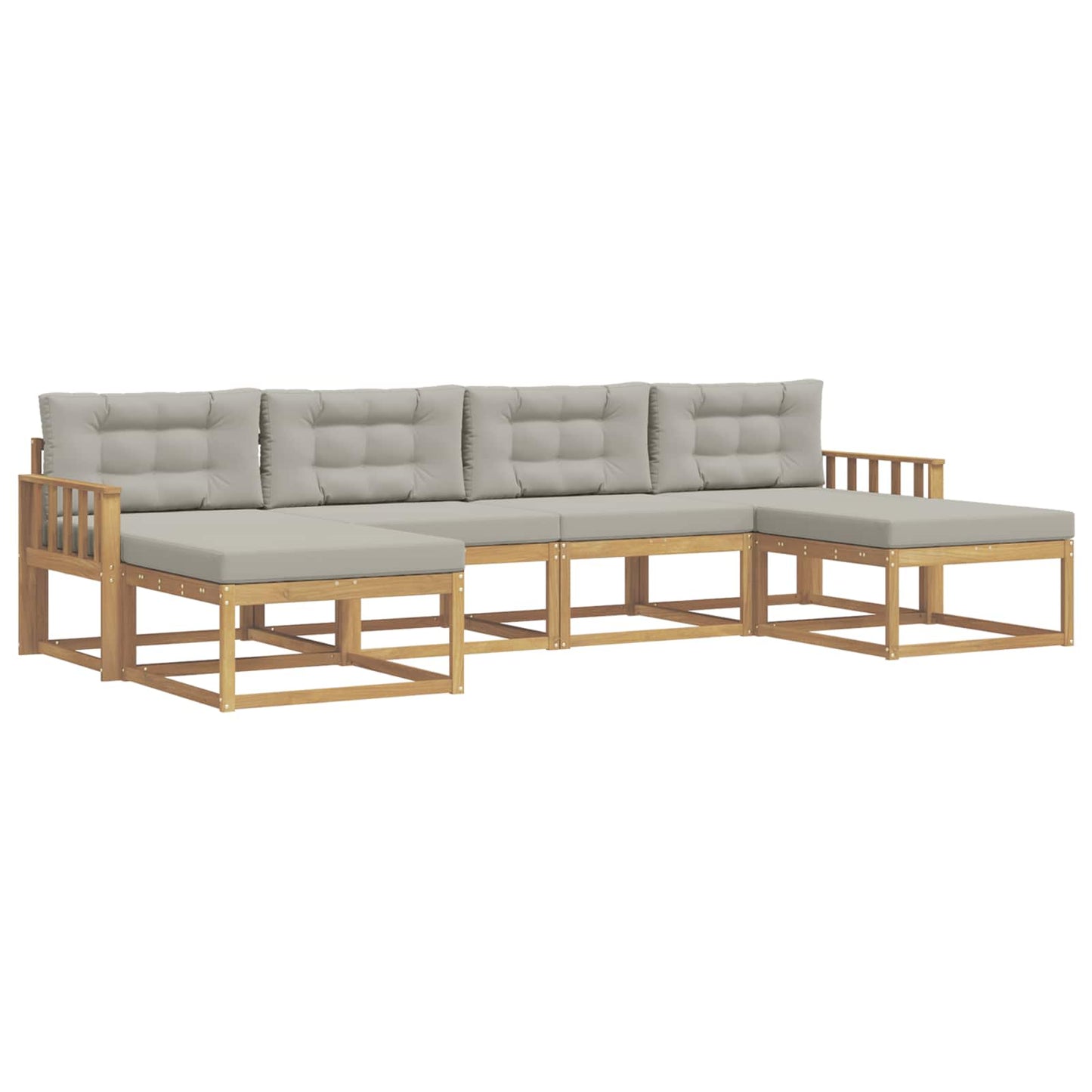 Buiten bankenset met kussen 6 pcs Wit en Lichtgrijs is nu te koop bij PeponiXL, paradijselijk wonen!