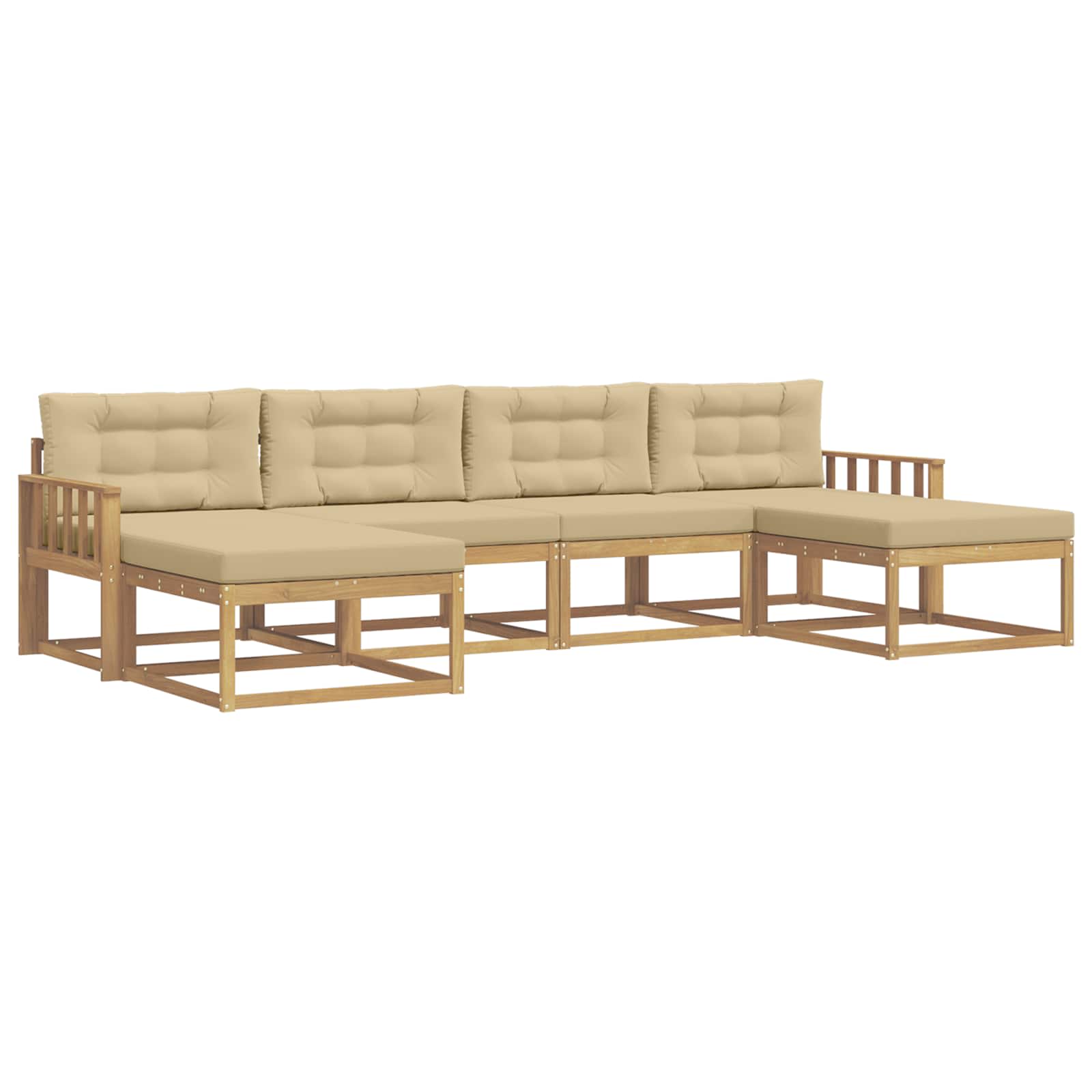 Buiten bankenset met kussen 6 pcs Wit en Beige is nu te koop bij PeponiXL, paradijselijk wonen!