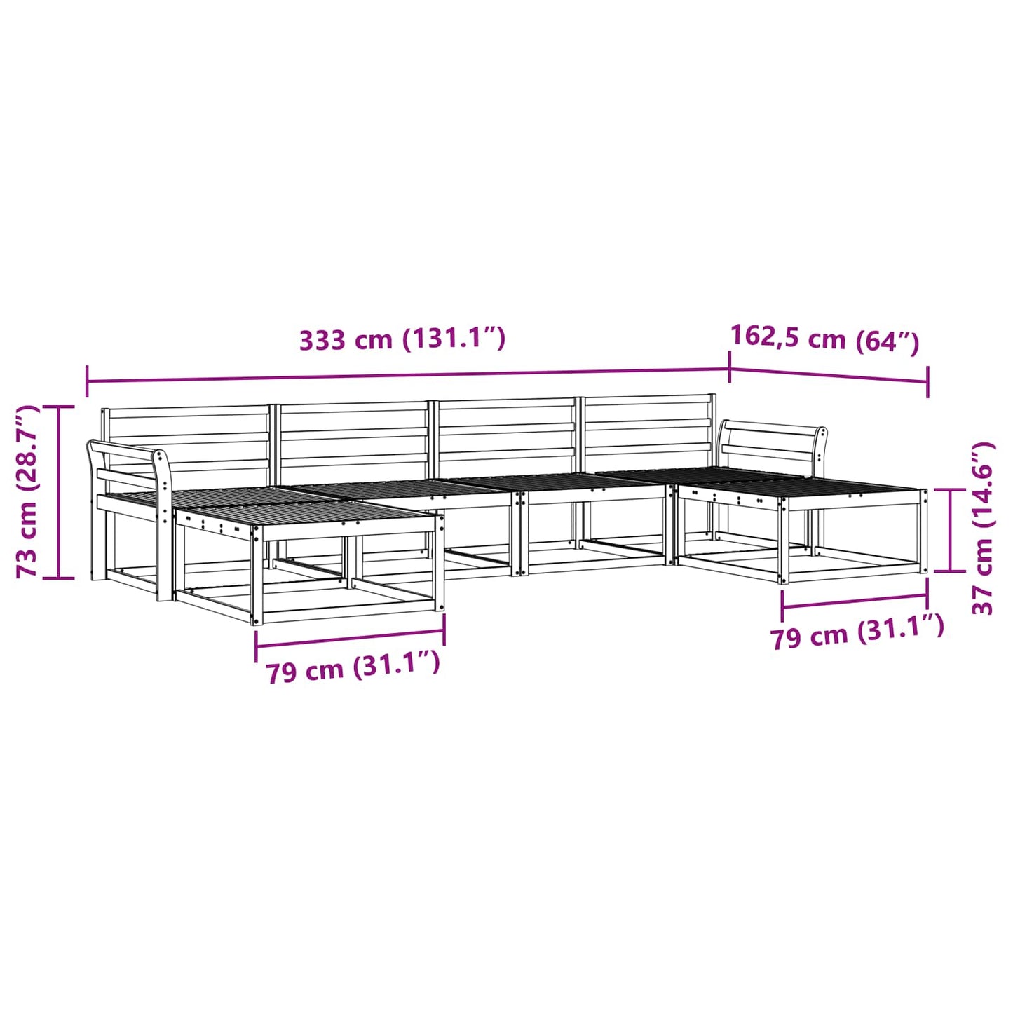 Buiten bankenset 6 pcs Wit Massief Acaciahout is nu te koop bij PeponiXL, paradijselijk wonen!