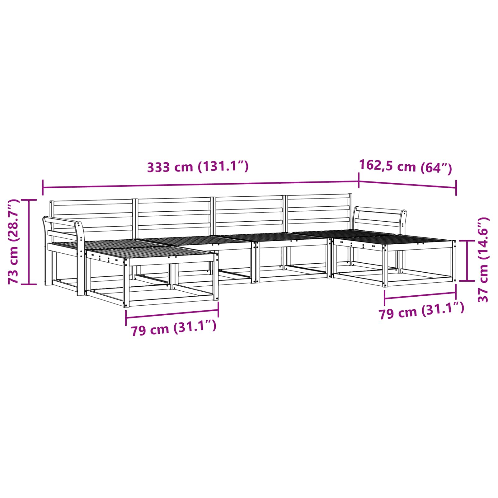 Buiten bankenset 6 pcs Wit Massief Acaciahout is nu te koop bij PeponiXL, paradijselijk wonen!