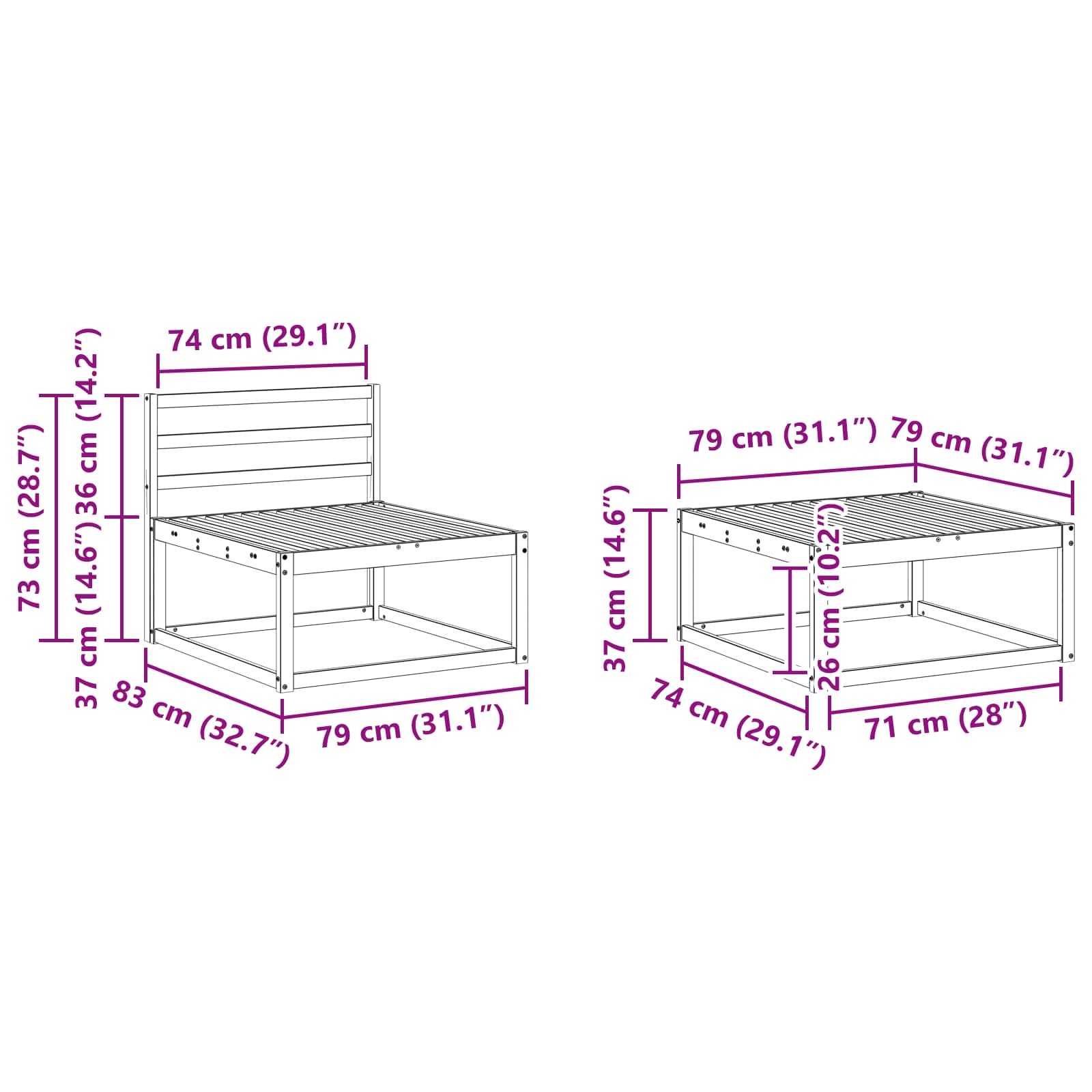 Buiten bankenset 6 pcs Wit Massief Acaciahout is nu te koop bij PeponiXL, paradijselijk wonen!
