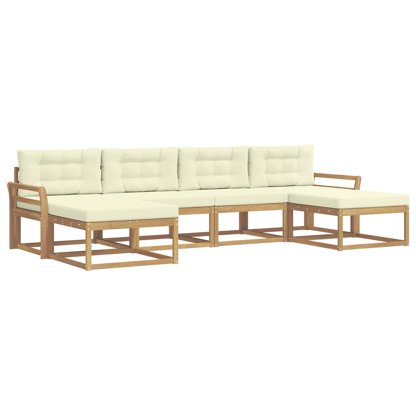 Buiten bankenset met kussen 6 pcs Wit en crèmekleurig is nu te koop bij PeponiXL, paradijselijk wonen!