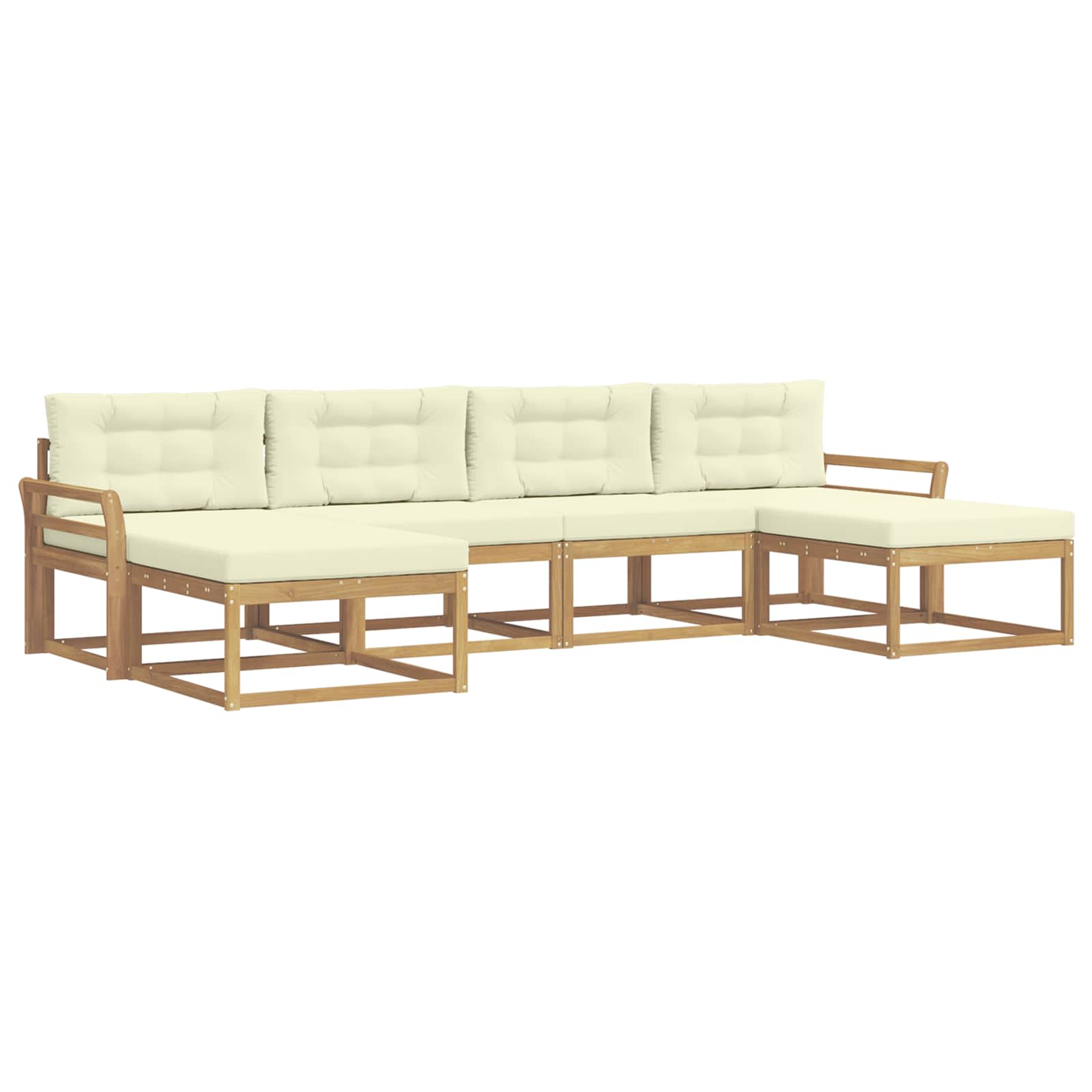 Buiten bankenset met kussen 6 pcs Wit en crèmekleurig is nu te koop bij PeponiXL, paradijselijk wonen!