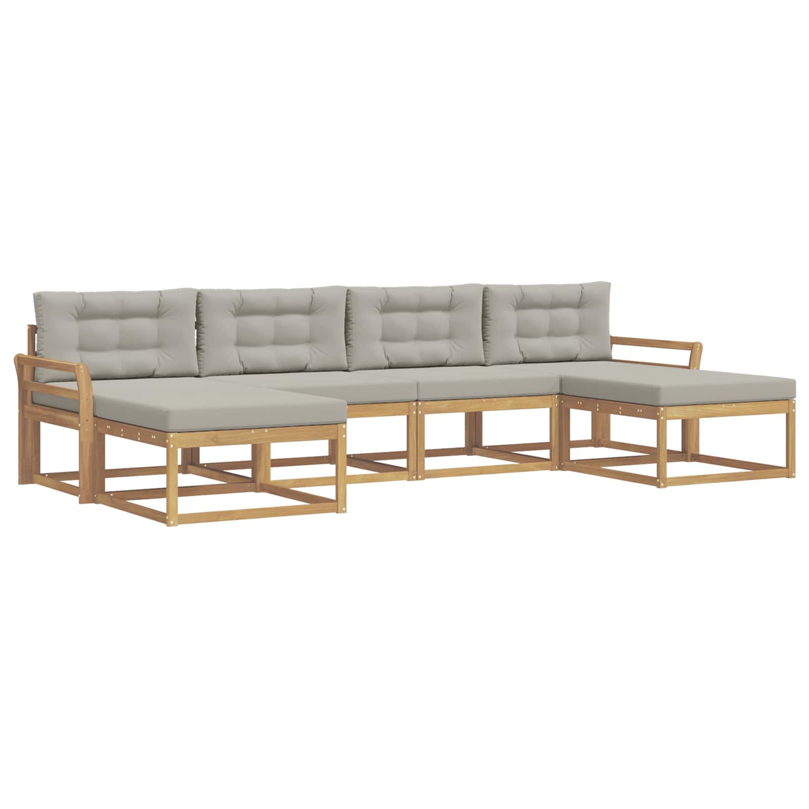Buiten bankenset met kussen 6 pcs Wit en Lichtgrijs is nu te koop bij PeponiXL, paradijselijk wonen!