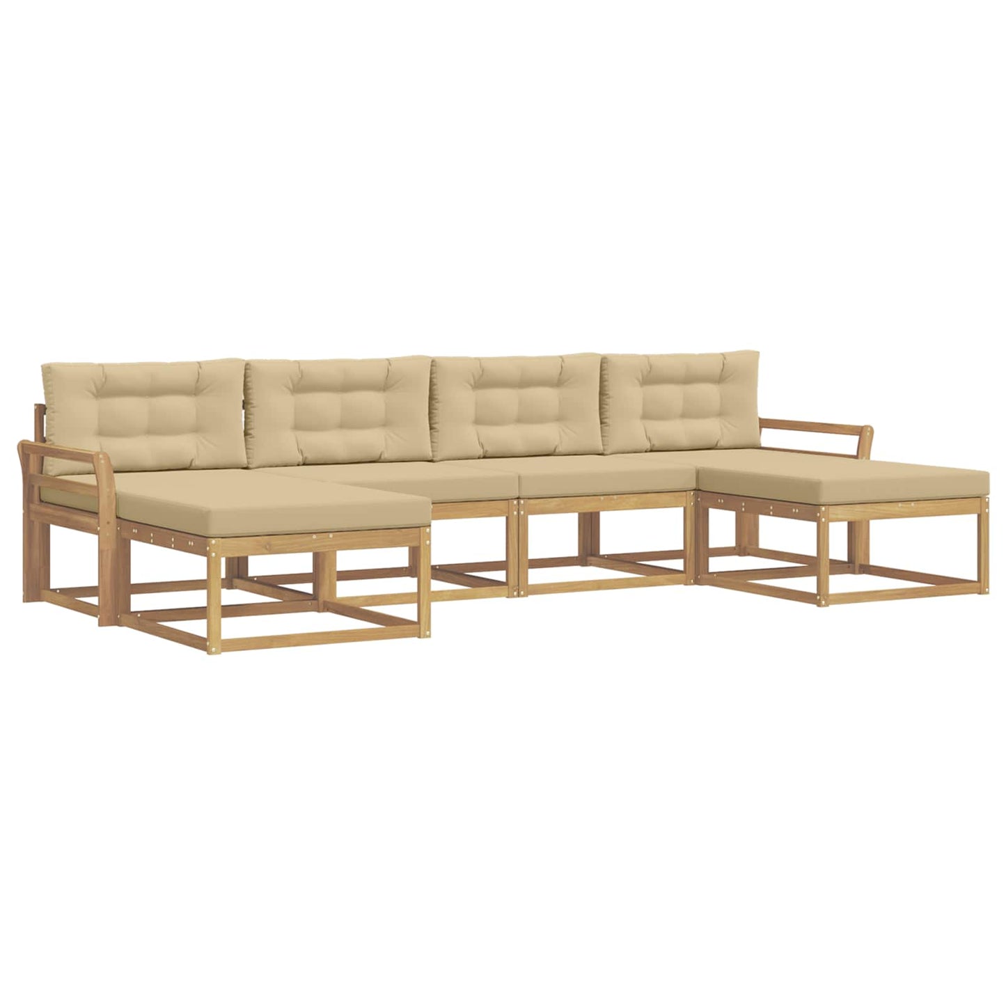 Buiten bankenset met kussen 6 pcs Wit en Beige is nu te koop bij PeponiXL, paradijselijk wonen!