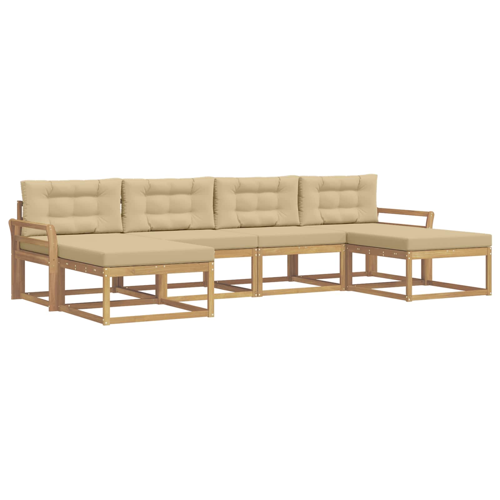 Buiten bankenset met kussen 6 pcs Wit en Beige is nu te koop bij PeponiXL, paradijselijk wonen!