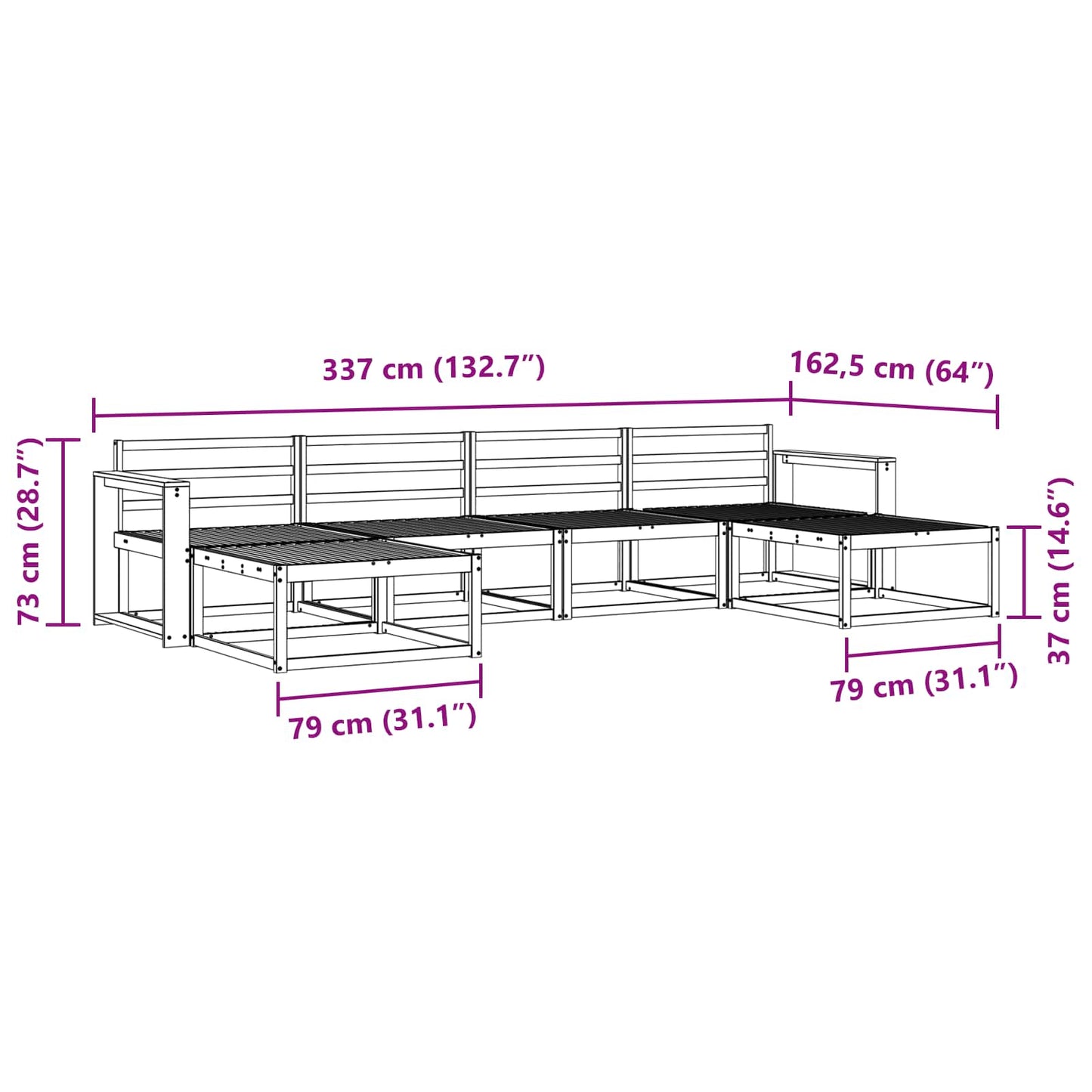 Buiten bankenset 6 pcs Wit Massief Acaciahout is nu te koop bij PeponiXL, paradijselijk wonen!