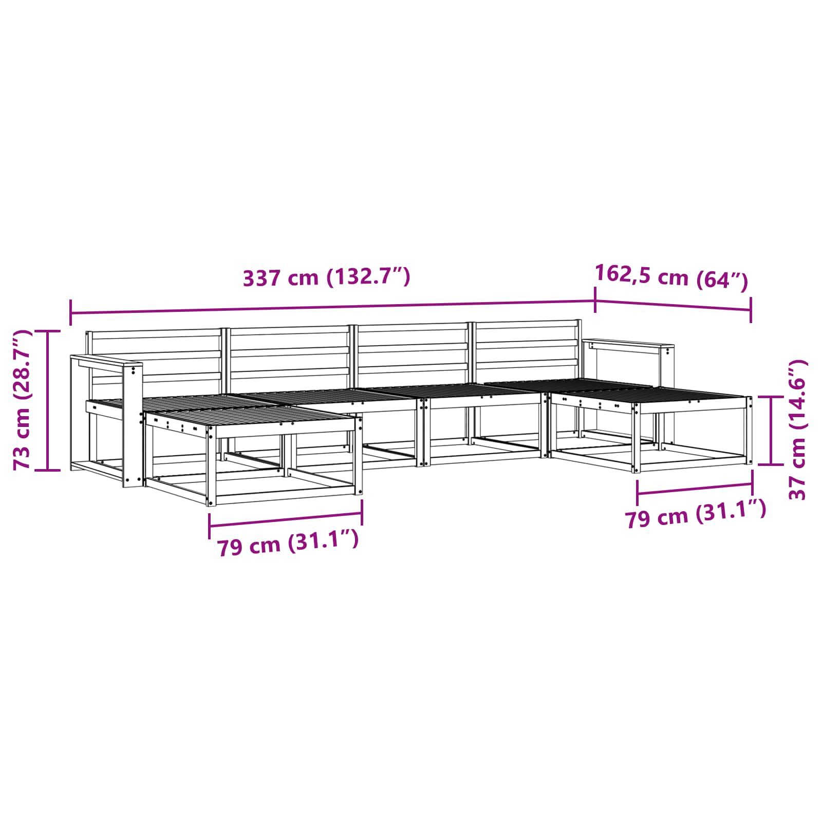 Buiten bankenset 6 pcs Wit Massief Acaciahout is nu te koop bij PeponiXL, paradijselijk wonen!