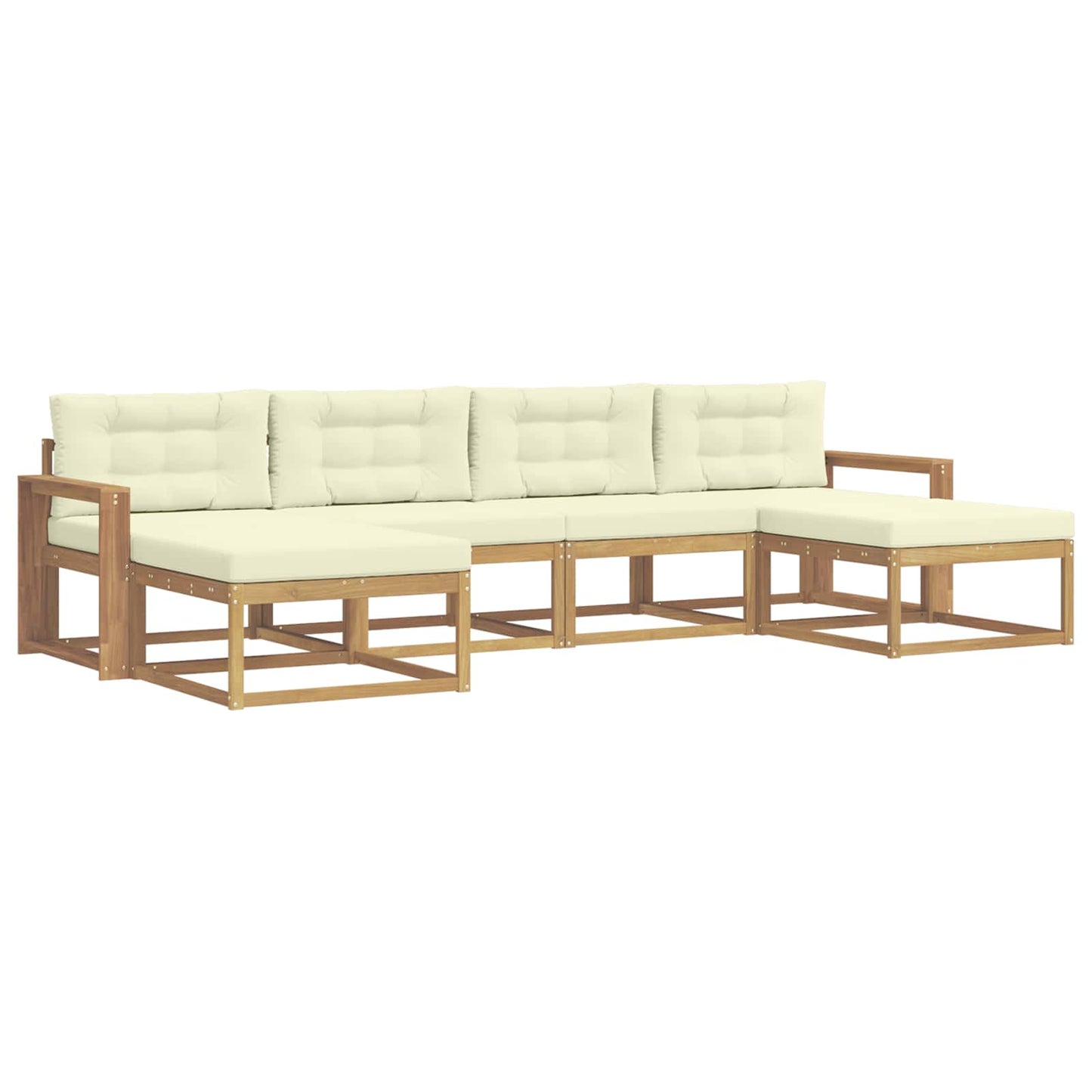 Buiten bankenset met kussen 6 pcs Wit en crèmekleurig is nu te koop bij PeponiXL, paradijselijk wonen!