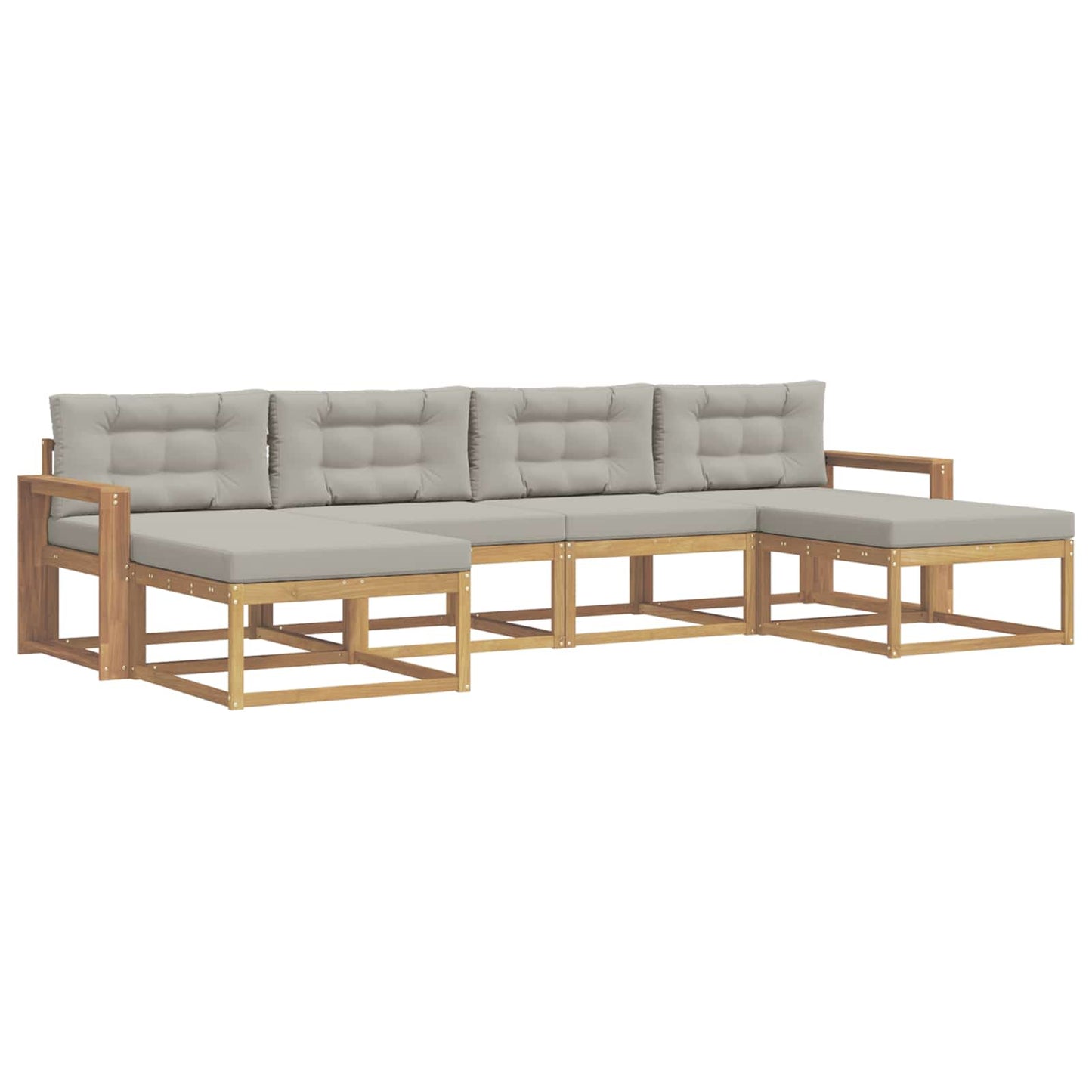 Buiten bankenset met kussen 6 pcs Wit en Lichtgrijs is nu te koop bij PeponiXL, paradijselijk wonen!