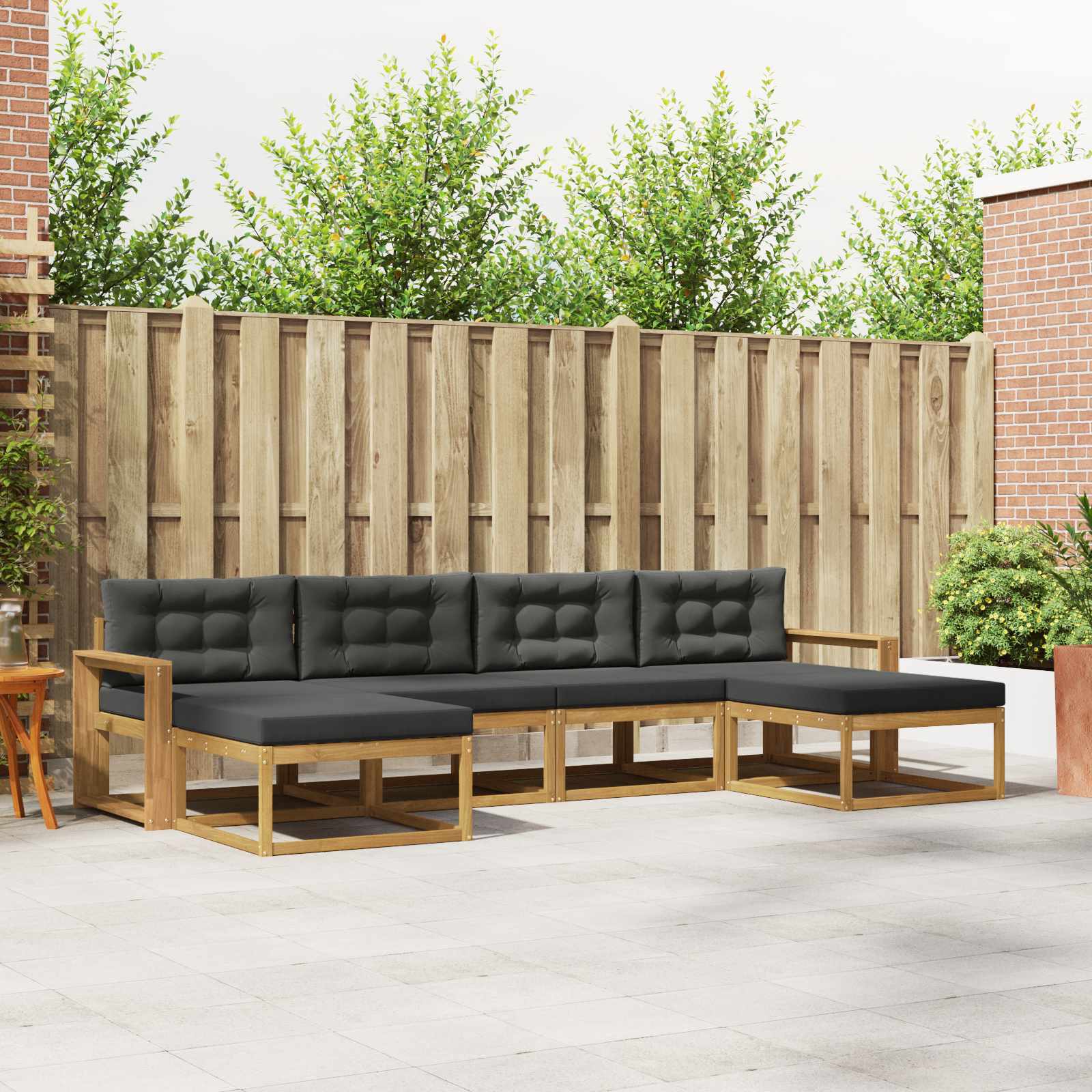 Buiten bankenset met kussen 6 pcs Wit en antracietkleurig is nu te koop bij PeponiXL, paradijselijk wonen!