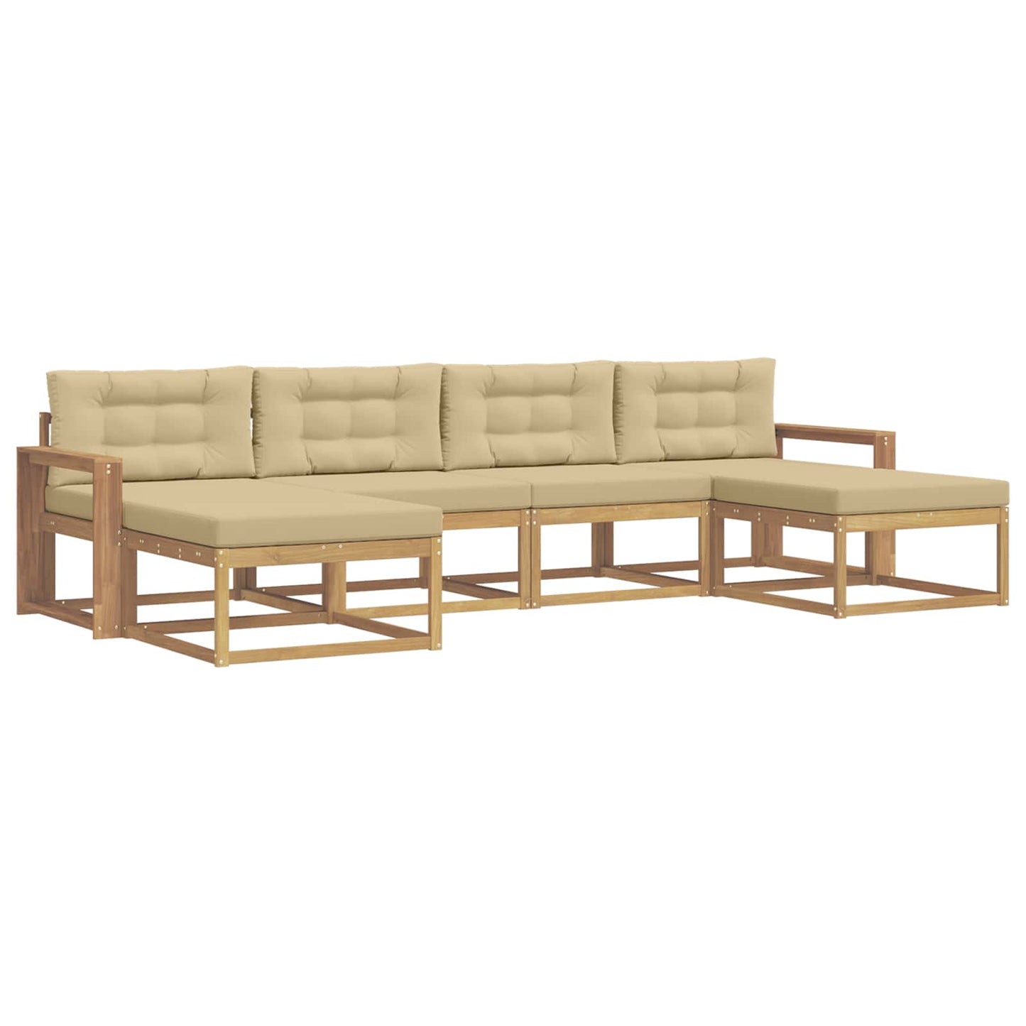 Buiten bankenset met kussen 6 pcs Wit en Beige is nu te koop bij PeponiXL, paradijselijk wonen!