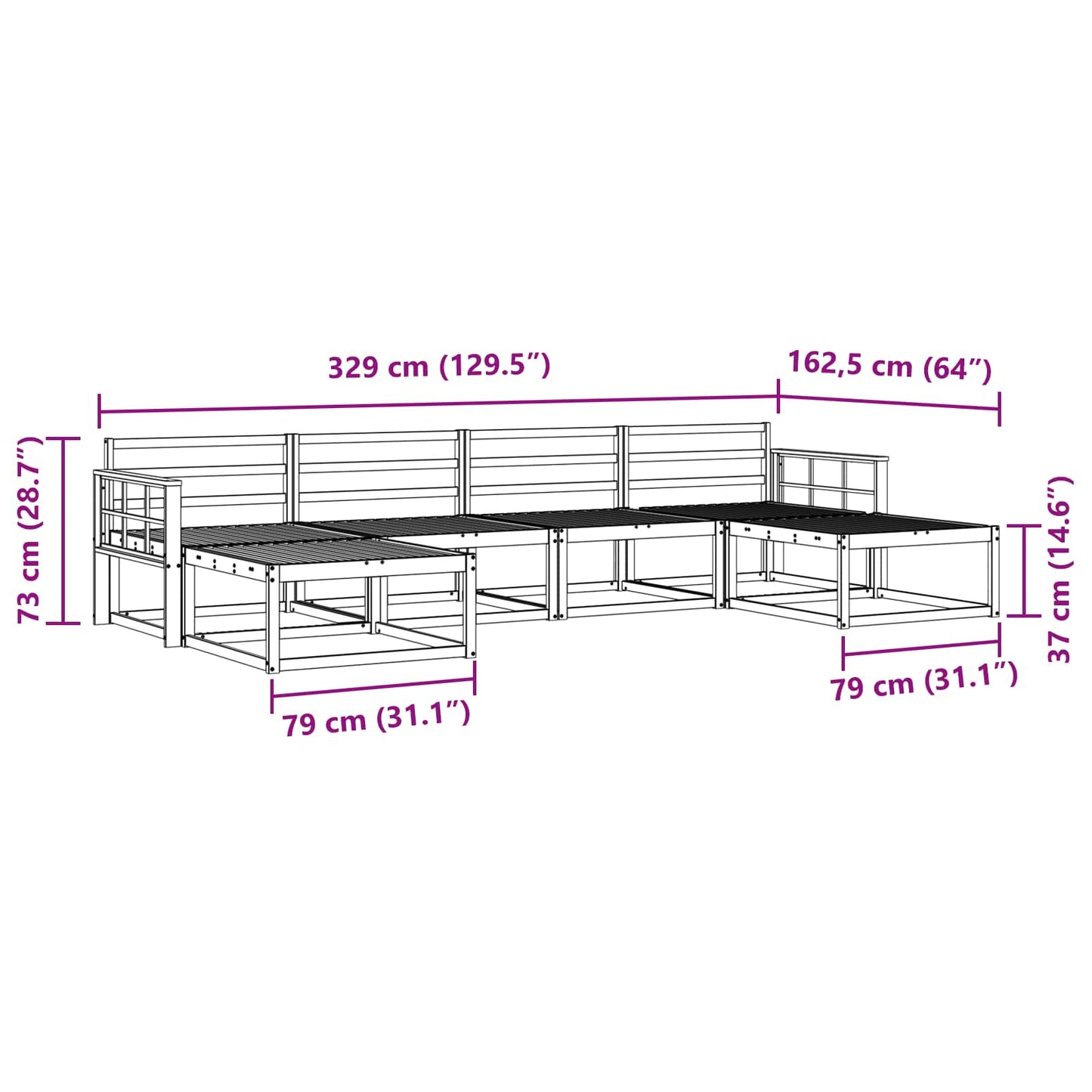 Buiten bankenset 6 pcs Wit Massief Acaciahout is nu te koop bij PeponiXL, paradijselijk wonen!