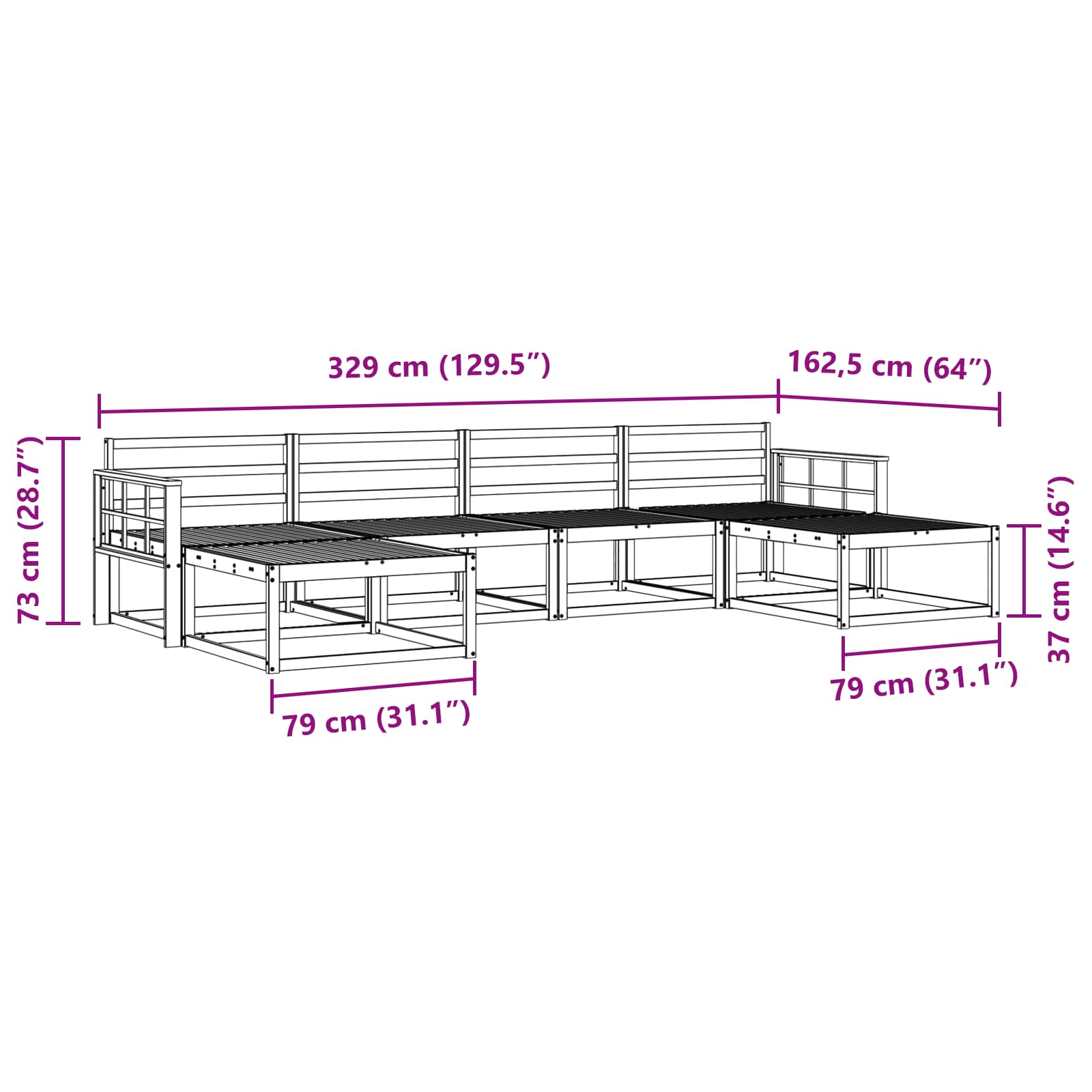 Buiten bankenset 6 pcs Wit Massief Acaciahout is nu te koop bij PeponiXL, paradijselijk wonen!