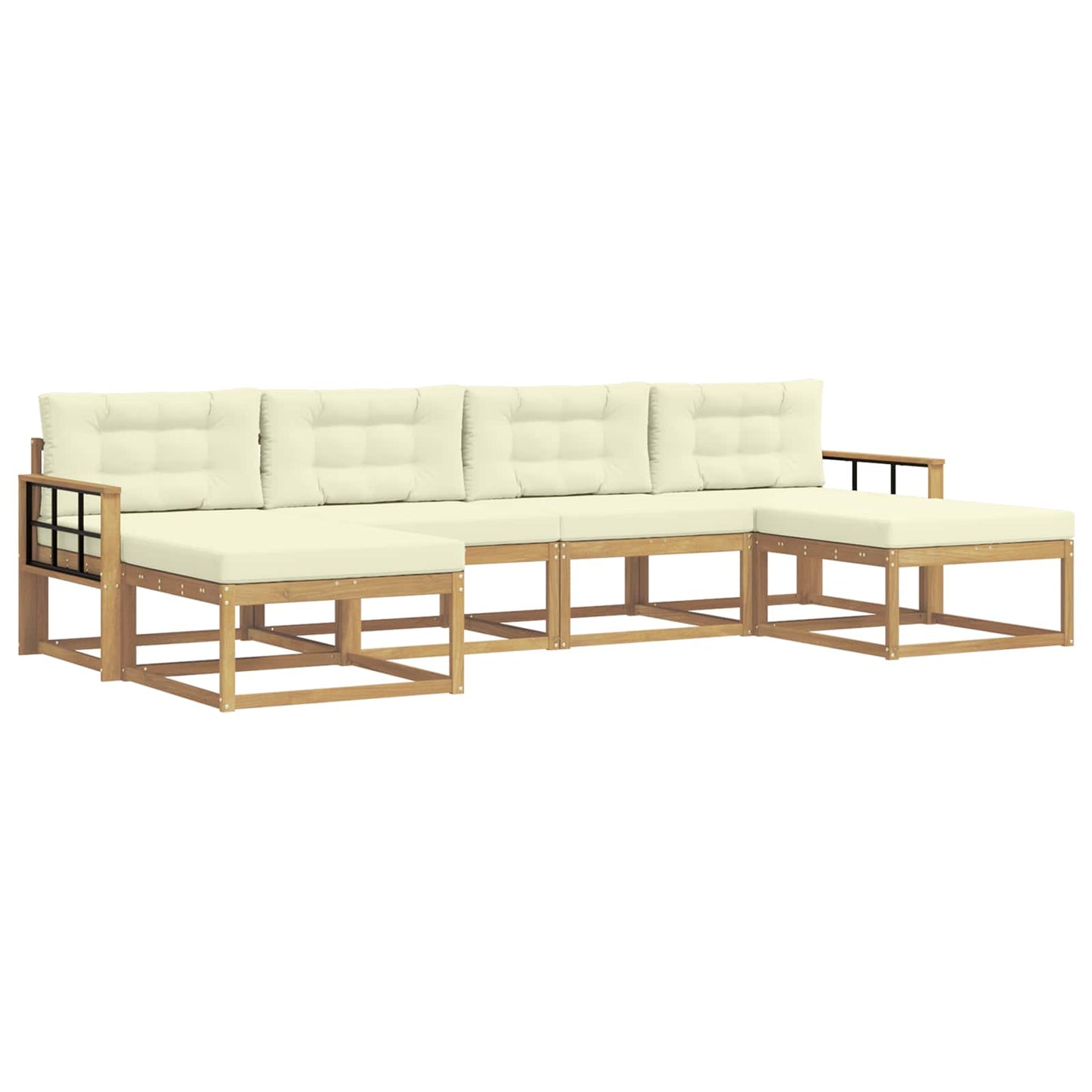 Buiten bankenset met kussen 6 pcs Wit en crèmekleurig is nu te koop bij PeponiXL, paradijselijk wonen!