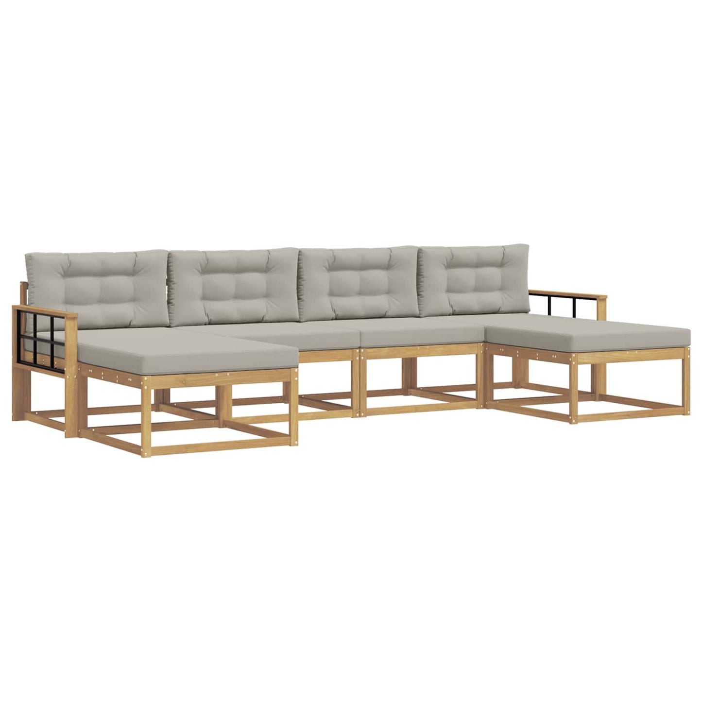 Buiten bankenset met kussen 6 pcs Wit en Lichtgrijs is nu te koop bij PeponiXL, paradijselijk wonen!