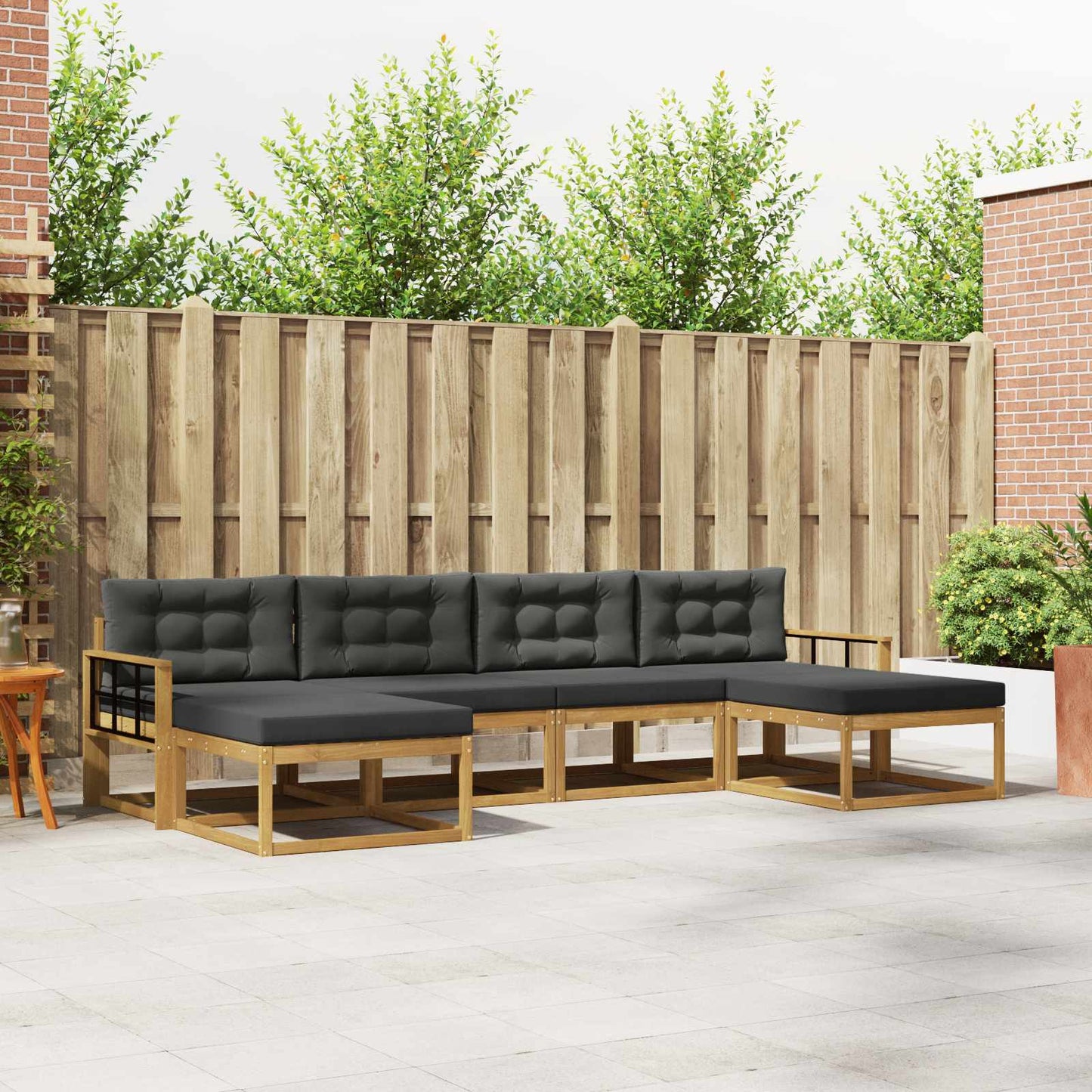 Buiten bankenset met kussen 6 pcs Wit en antracietkleurig is nu te koop bij PeponiXL, paradijselijk wonen!