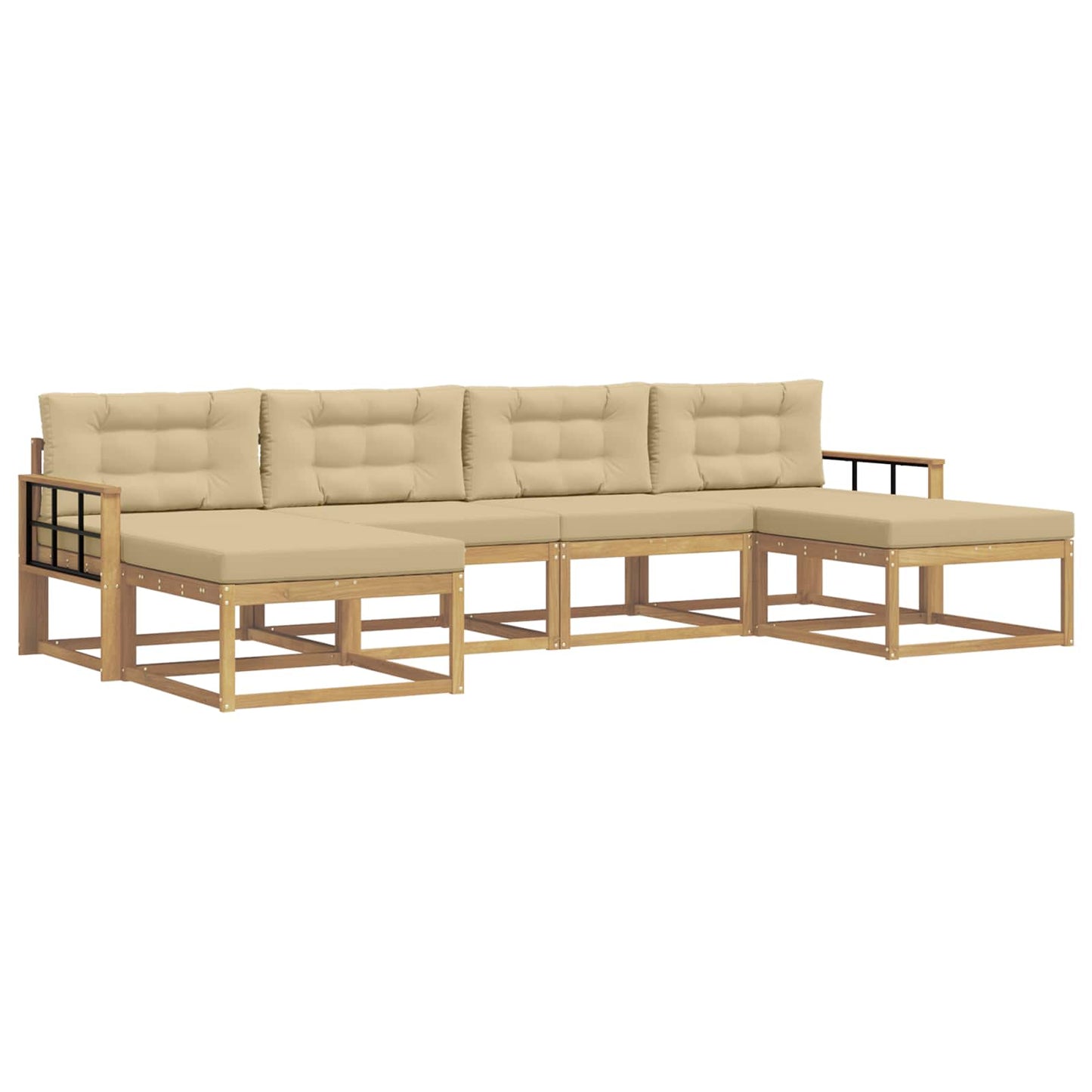 Buiten bankenset met kussen 6 pcs Wit en Beige is nu te koop bij PeponiXL, paradijselijk wonen!
