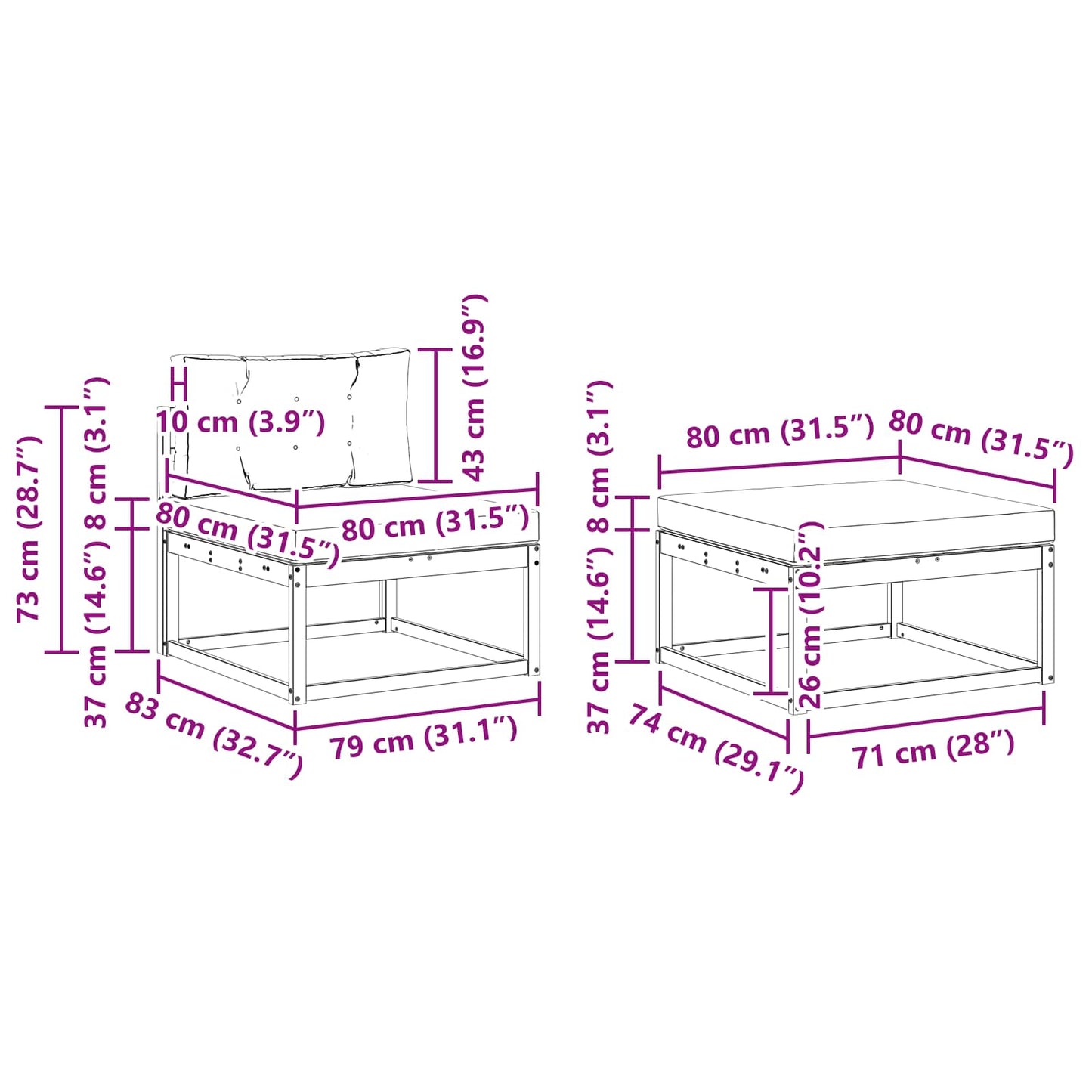 Buiten bankenset met kussen 6 pcs Wit en Beige is nu te koop bij PeponiXL, paradijselijk wonen!