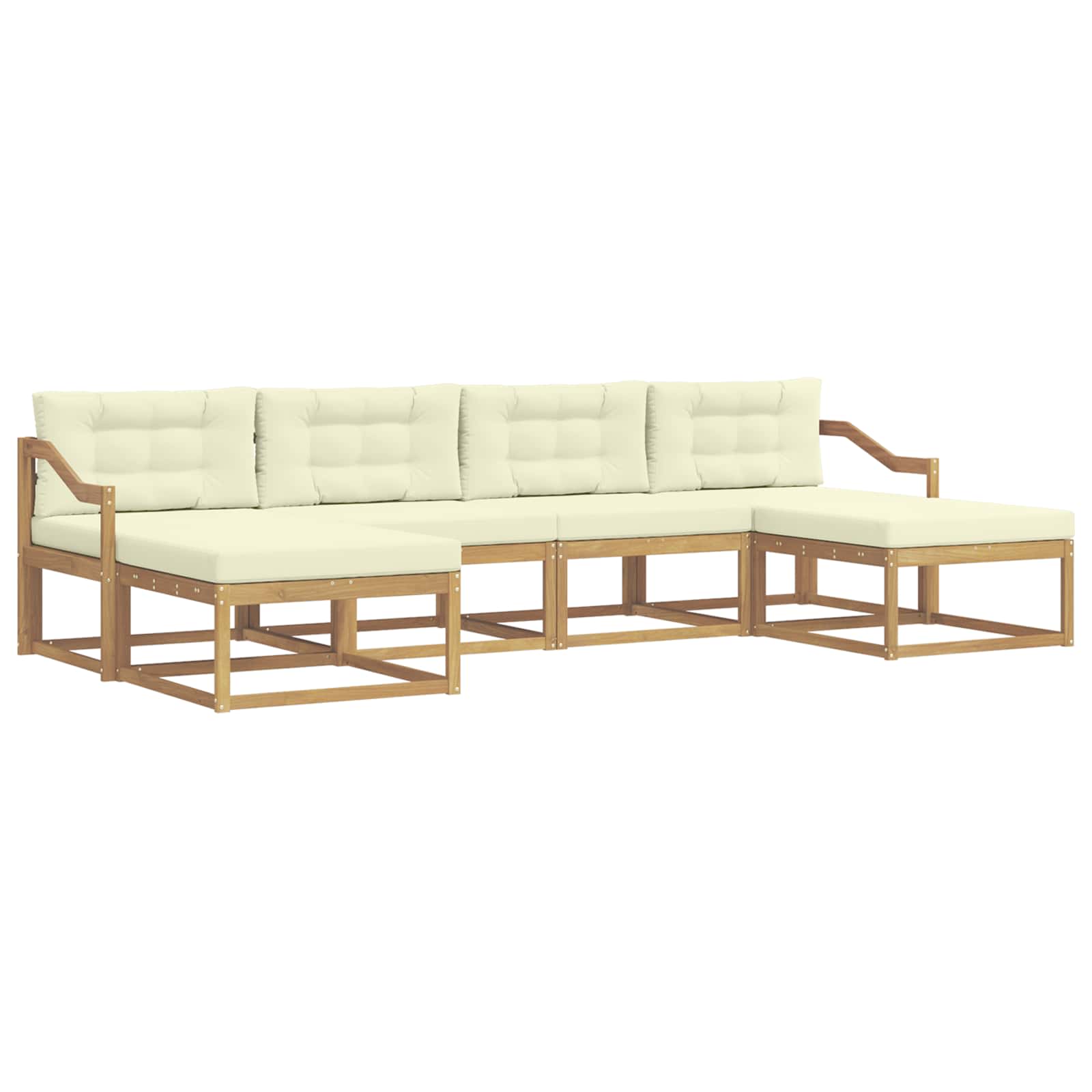 Buiten bankenset met kussen 6 pcs Wit en crèmekleurig is nu te koop bij PeponiXL, paradijselijk wonen!