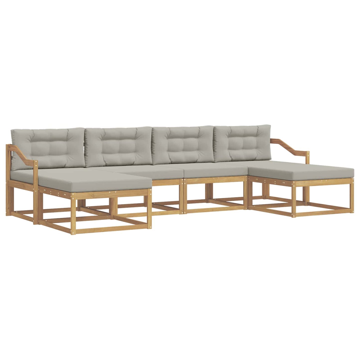 Buiten bankenset met kussen 6 pcs Wit en Lichtgrijs is nu te koop bij PeponiXL, paradijselijk wonen!