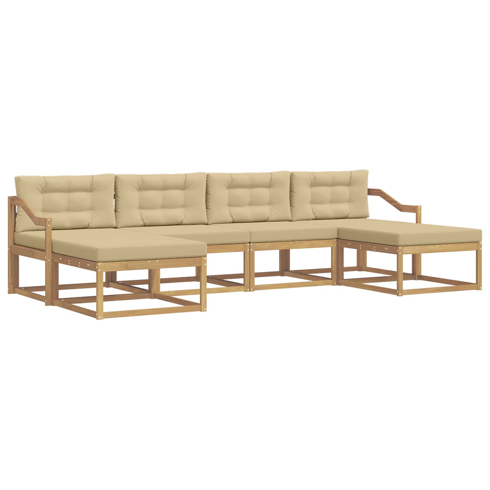 Buiten bankenset met kussen 6 pcs Wit en Beige is nu te koop bij PeponiXL, paradijselijk wonen!