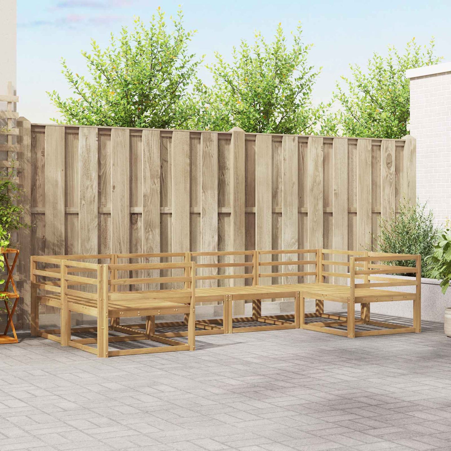Buiten bankenset 6 pcs Wit Massief Acaciahout is nu te koop bij PeponiXL, paradijselijk wonen!