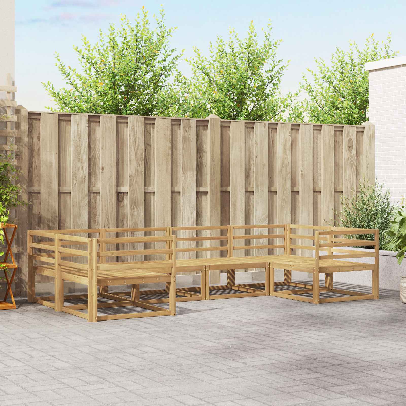 Buiten bankenset 6 pcs Wit Massief Acaciahout is nu te koop bij PeponiXL, paradijselijk wonen!