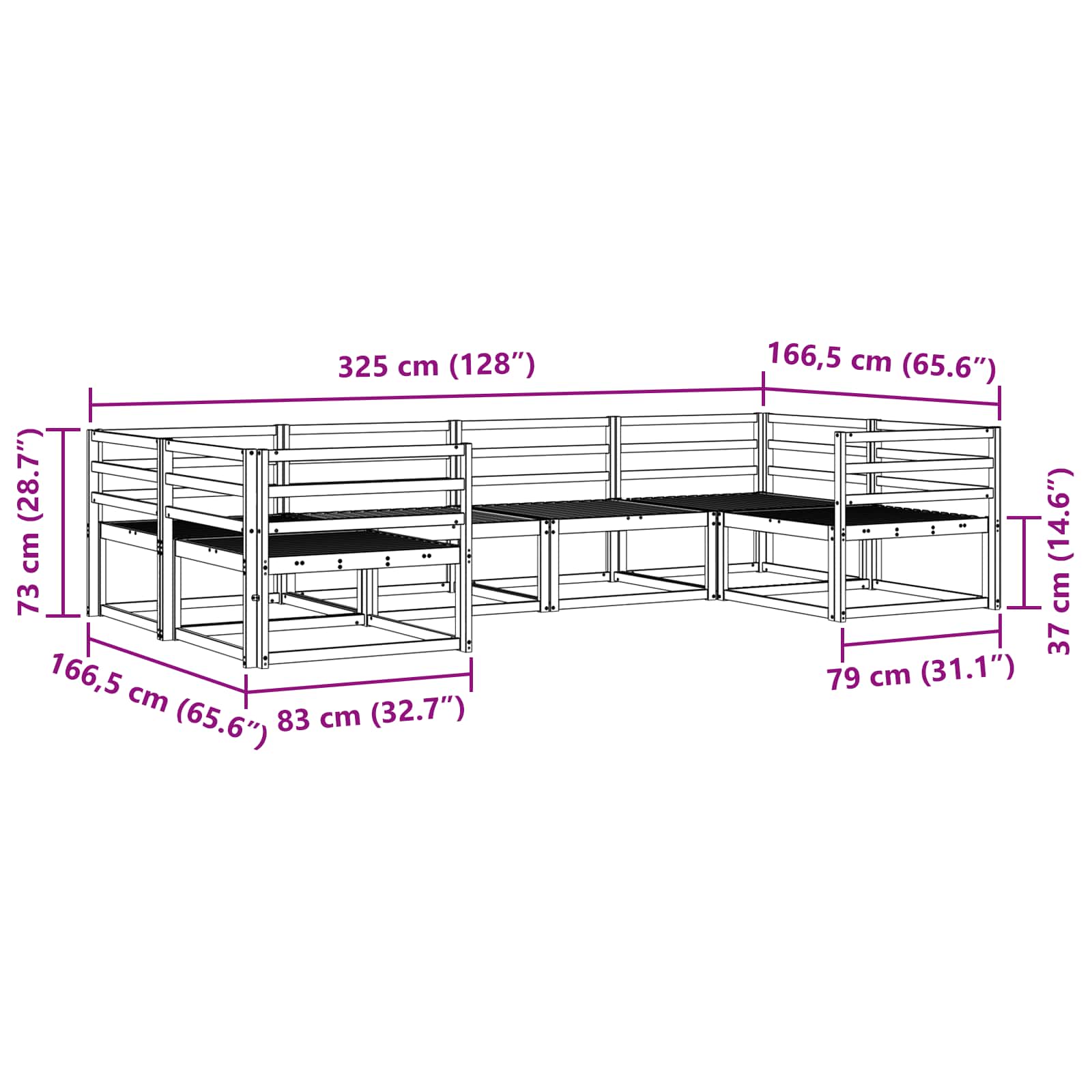 Buiten bankenset 6 pcs Wit Massief Acaciahout is nu te koop bij PeponiXL, paradijselijk wonen!