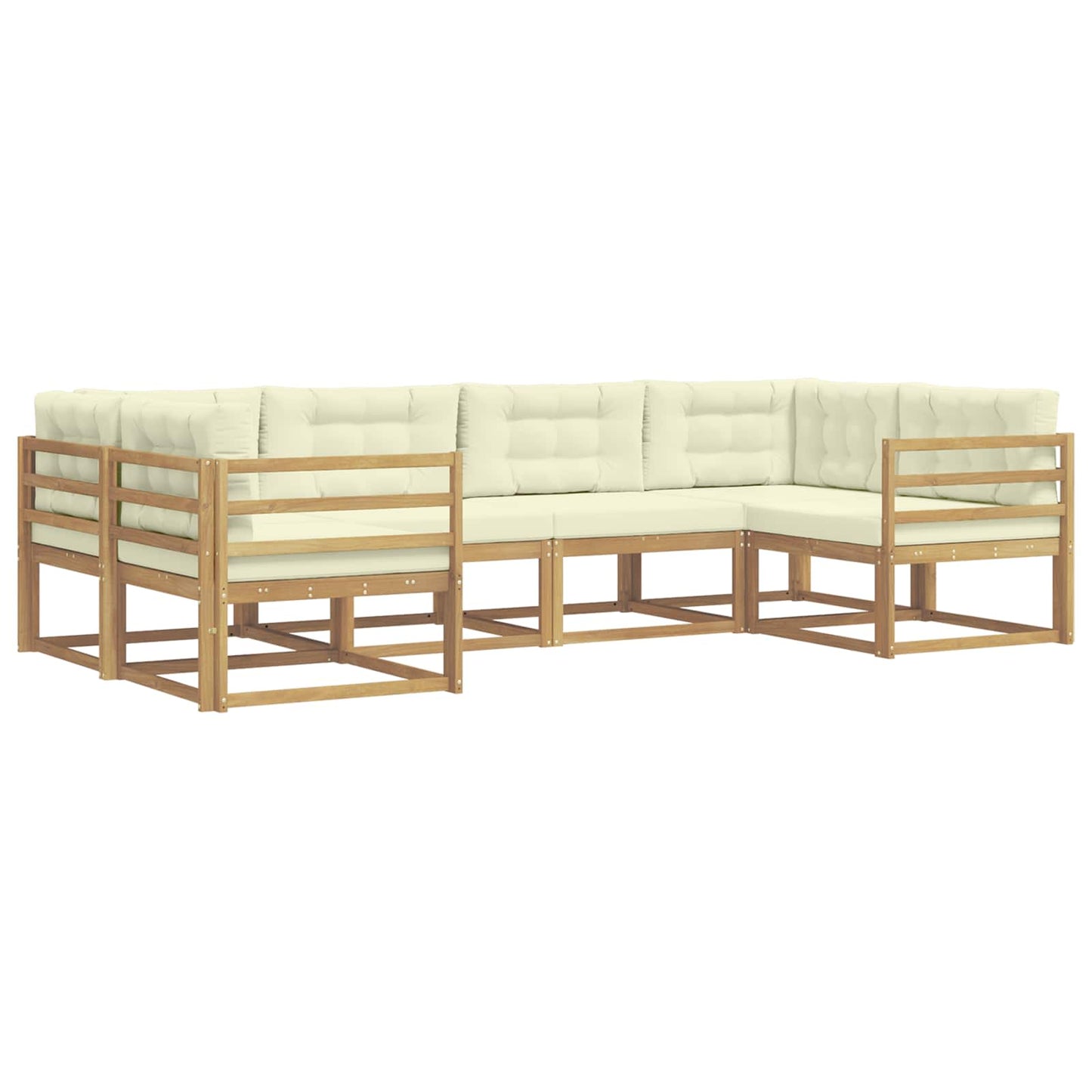 Buiten bankenset met kussen 6 pcs Wit en crèmekleurig is nu te koop bij PeponiXL, paradijselijk wonen!