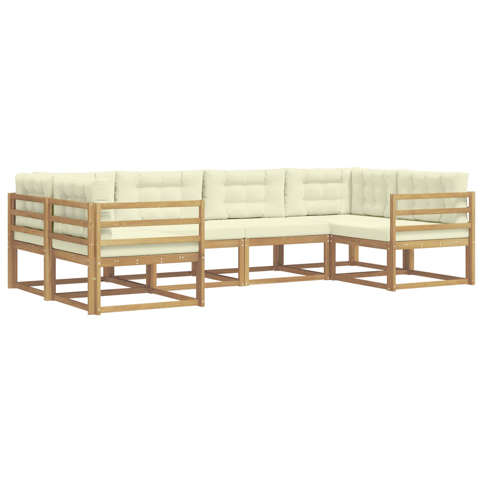 Buiten bankenset met kussen 6 pcs Wit en crèmekleurig is nu te koop bij PeponiXL, paradijselijk wonen!
