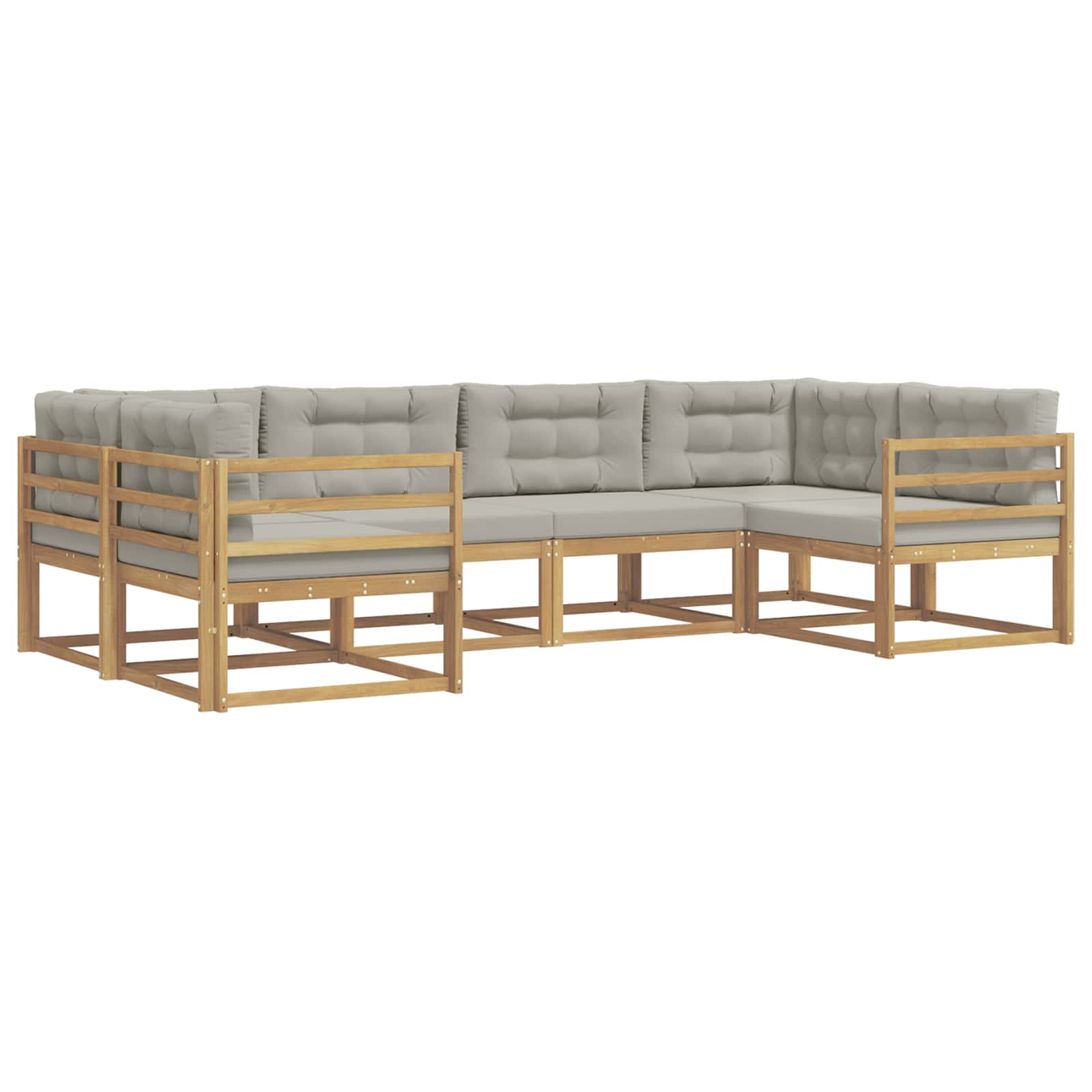 Buiten bankenset met kussen 6 pcs Wit en Lichtgrijs is nu te koop bij PeponiXL, paradijselijk wonen!