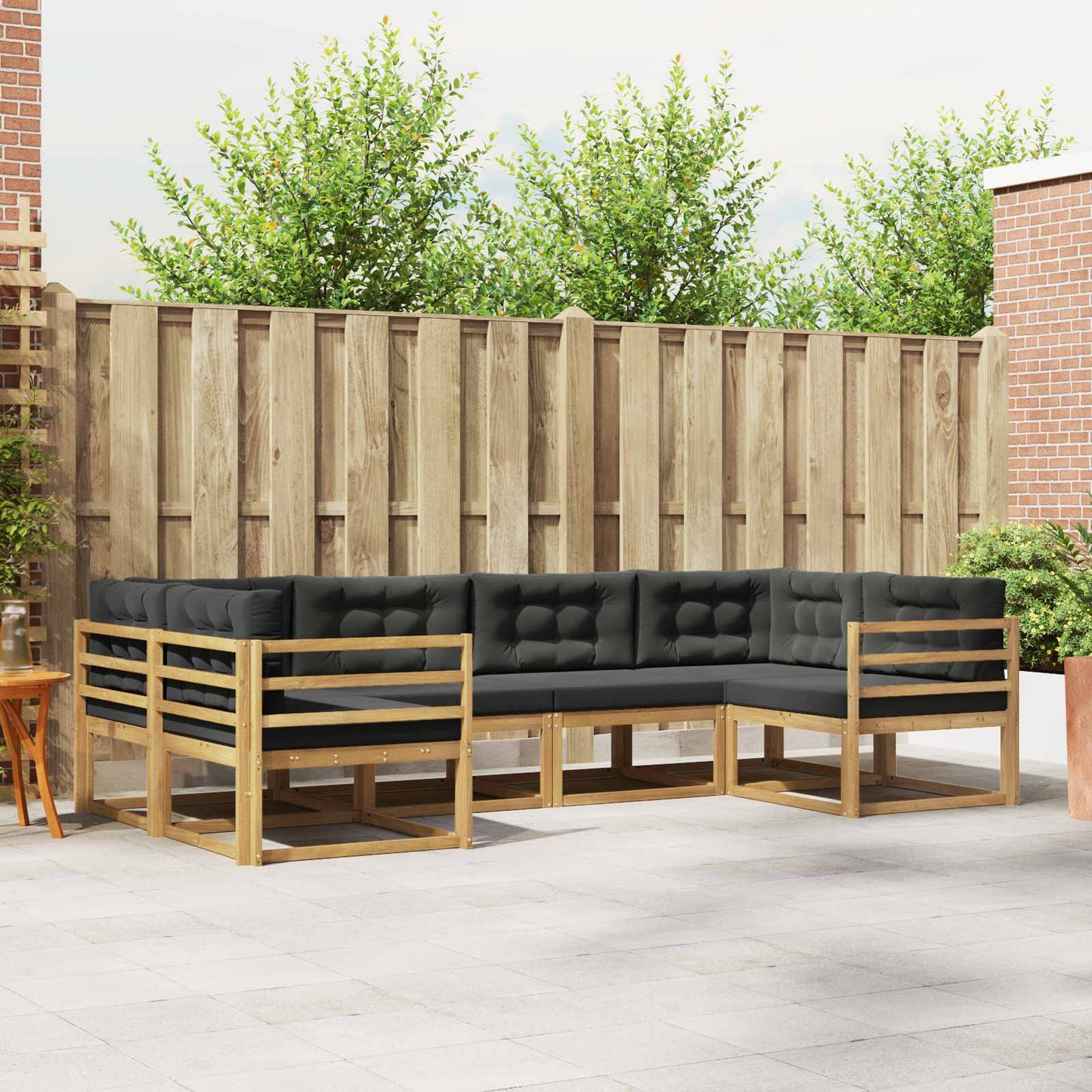 Buiten bankenset met kussen 6 pcs Wit en antracietkleurig is nu te koop bij PeponiXL, paradijselijk wonen!