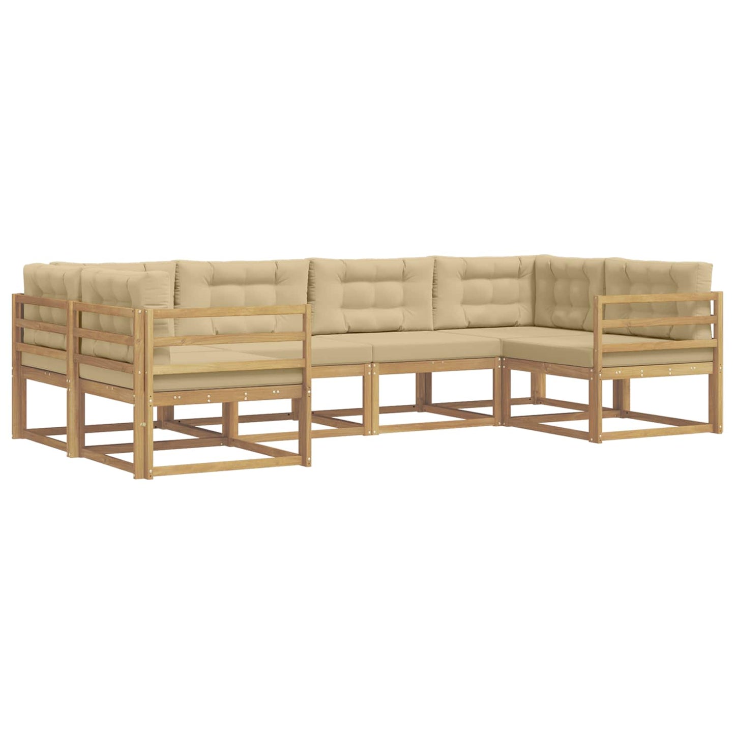 Buiten bankenset met kussen 6 pcs Wit en Beige is nu te koop bij PeponiXL, paradijselijk wonen!