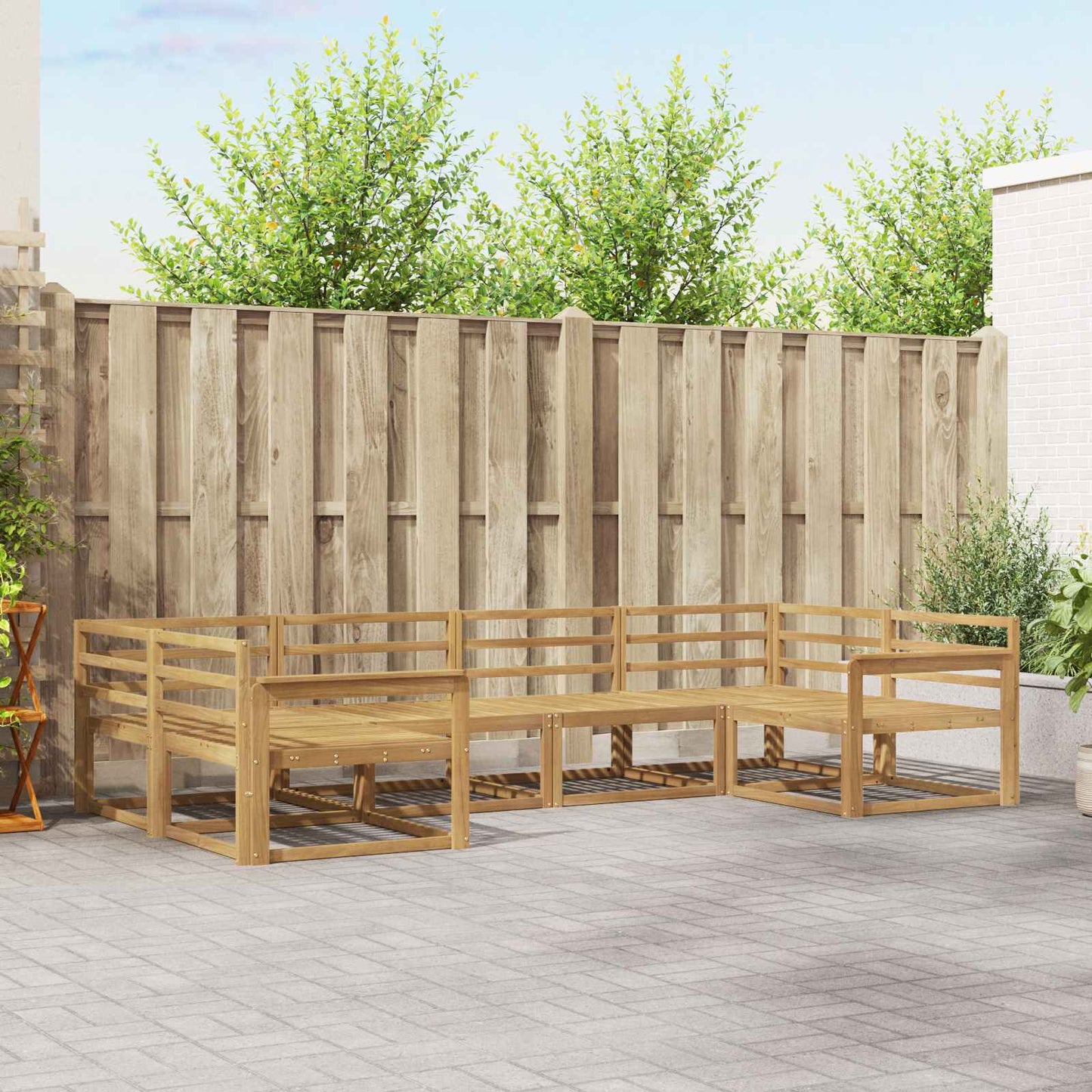 Buiten bankenset 6 pcs Wit Massief Acaciahout is nu te koop bij PeponiXL, paradijselijk wonen!