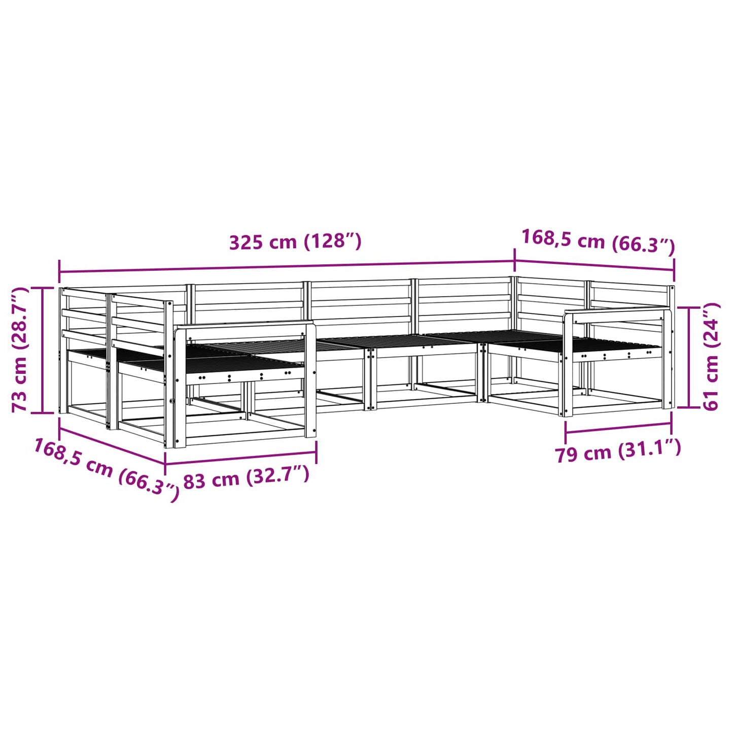 Buiten bankenset 6 pcs Wit Massief Acaciahout is nu te koop bij PeponiXL, paradijselijk wonen!