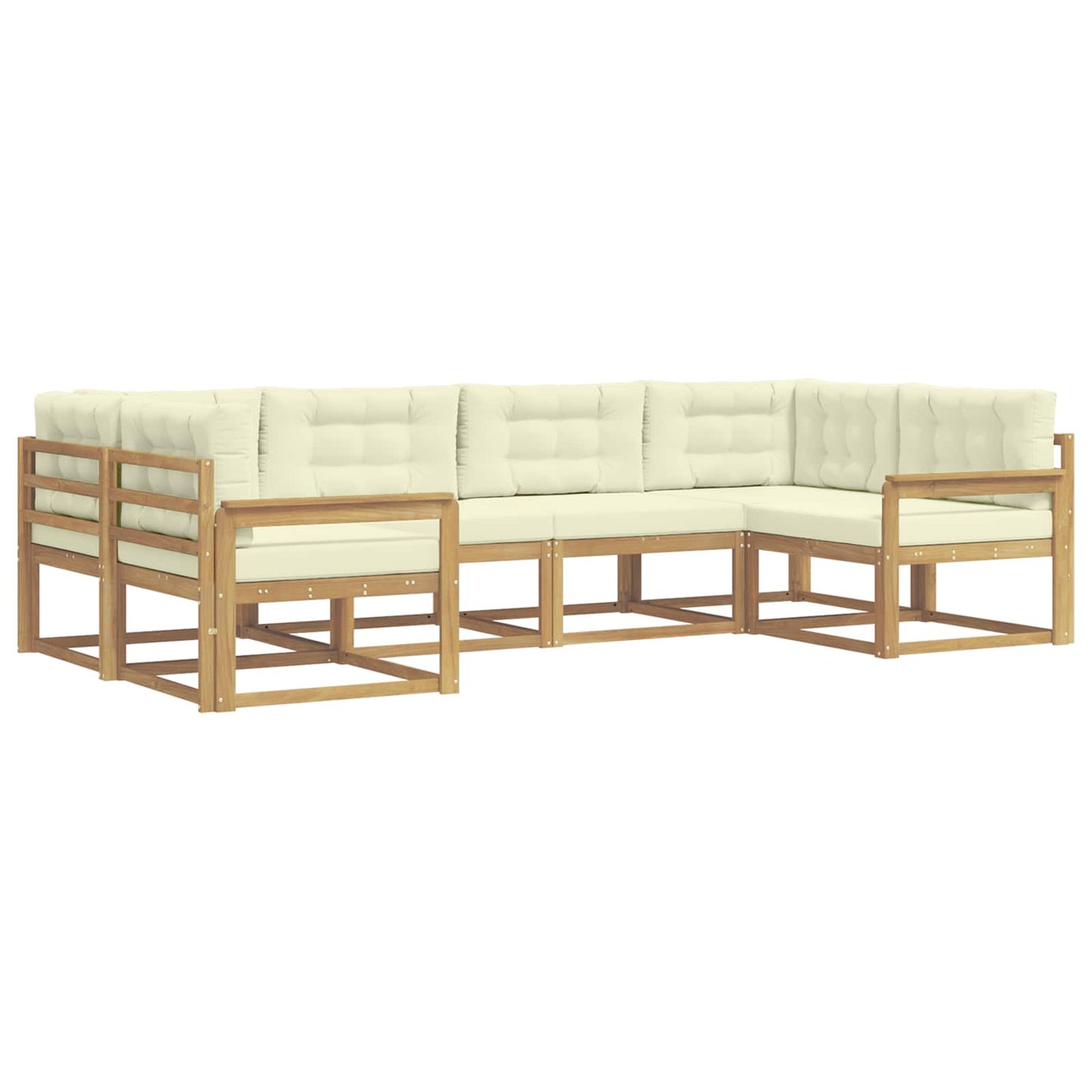 Buiten bankenset met kussen 6 pcs Wit en crèmekleurig is nu te koop bij PeponiXL, paradijselijk wonen!