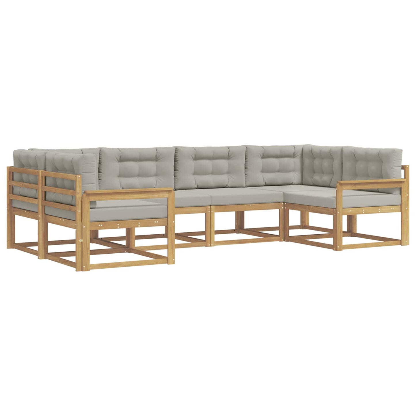 Buiten bankenset met kussen 6 pcs Wit en Lichtgrijs is nu te koop bij PeponiXL, paradijselijk wonen!
