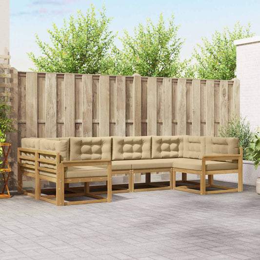 Buiten bankenset met kussen 6 pcs Wit en Beige is nu te koop bij PeponiXL, paradijselijk wonen!