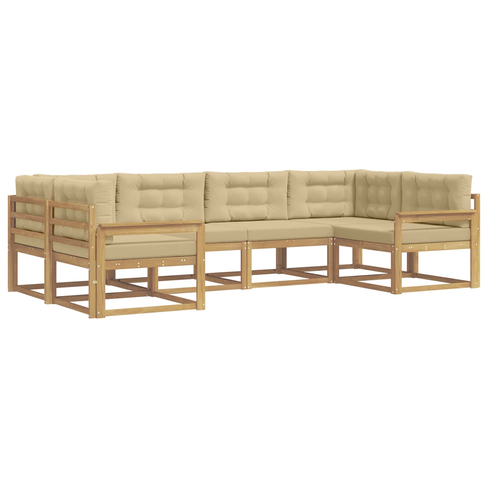 Buiten bankenset met kussen 6 pcs Wit en Beige is nu te koop bij PeponiXL, paradijselijk wonen!